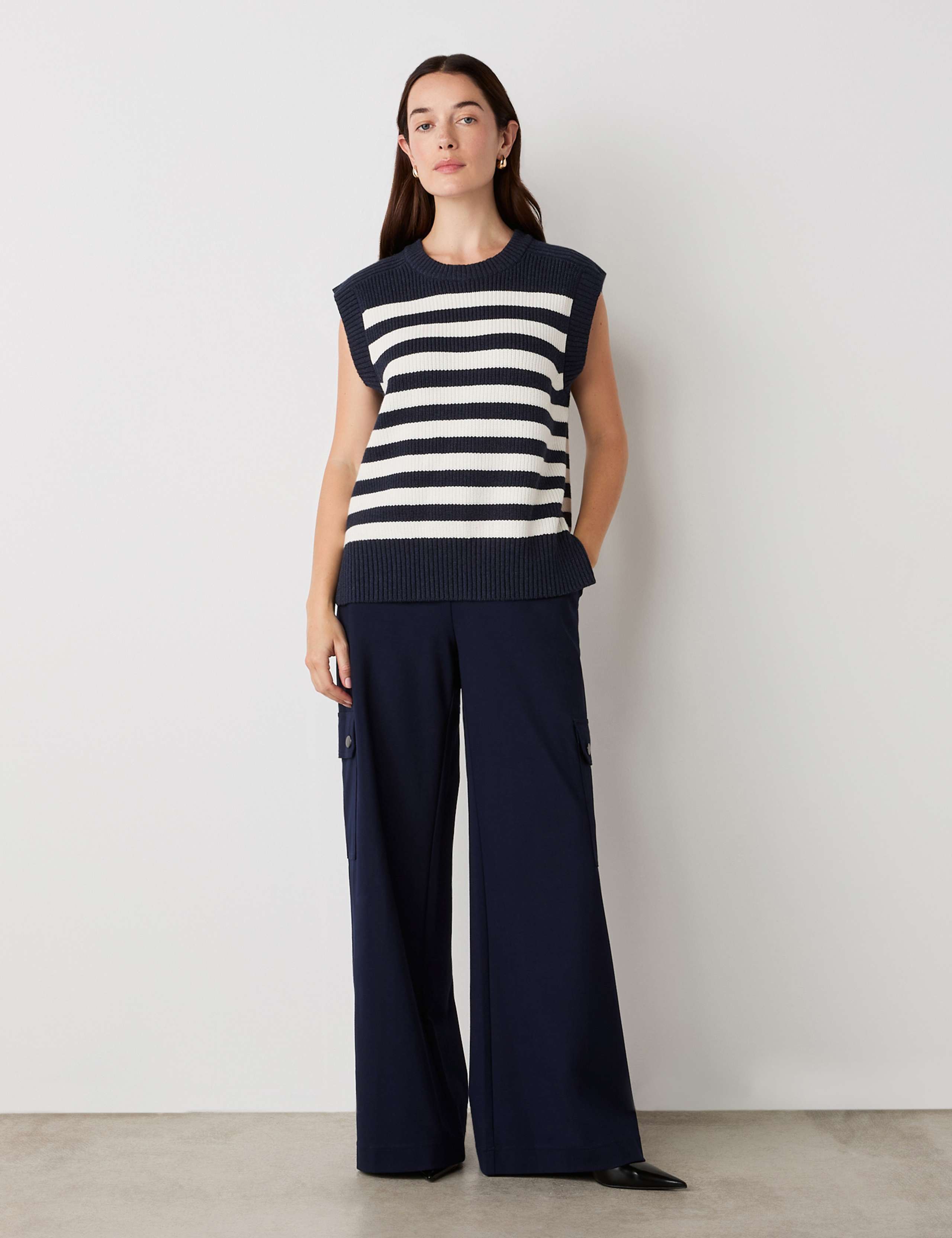 Cotton Rich Striped Split Hem Knitted Vest 4 of 5