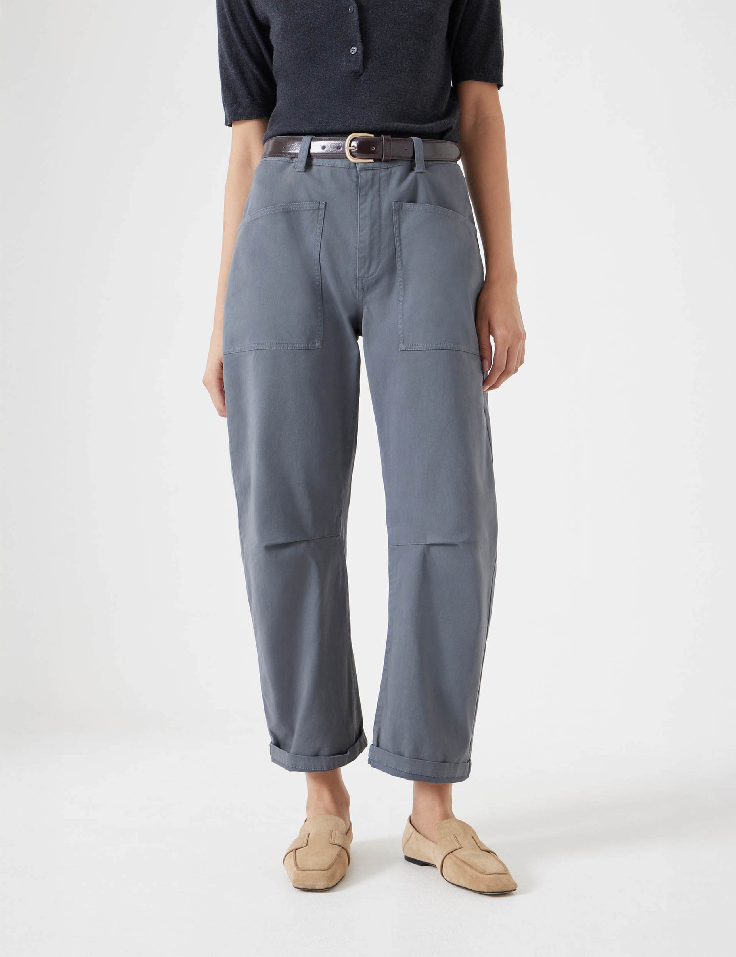 Cordi Cotton Rich Barrel Leg Trousers 1 of 4