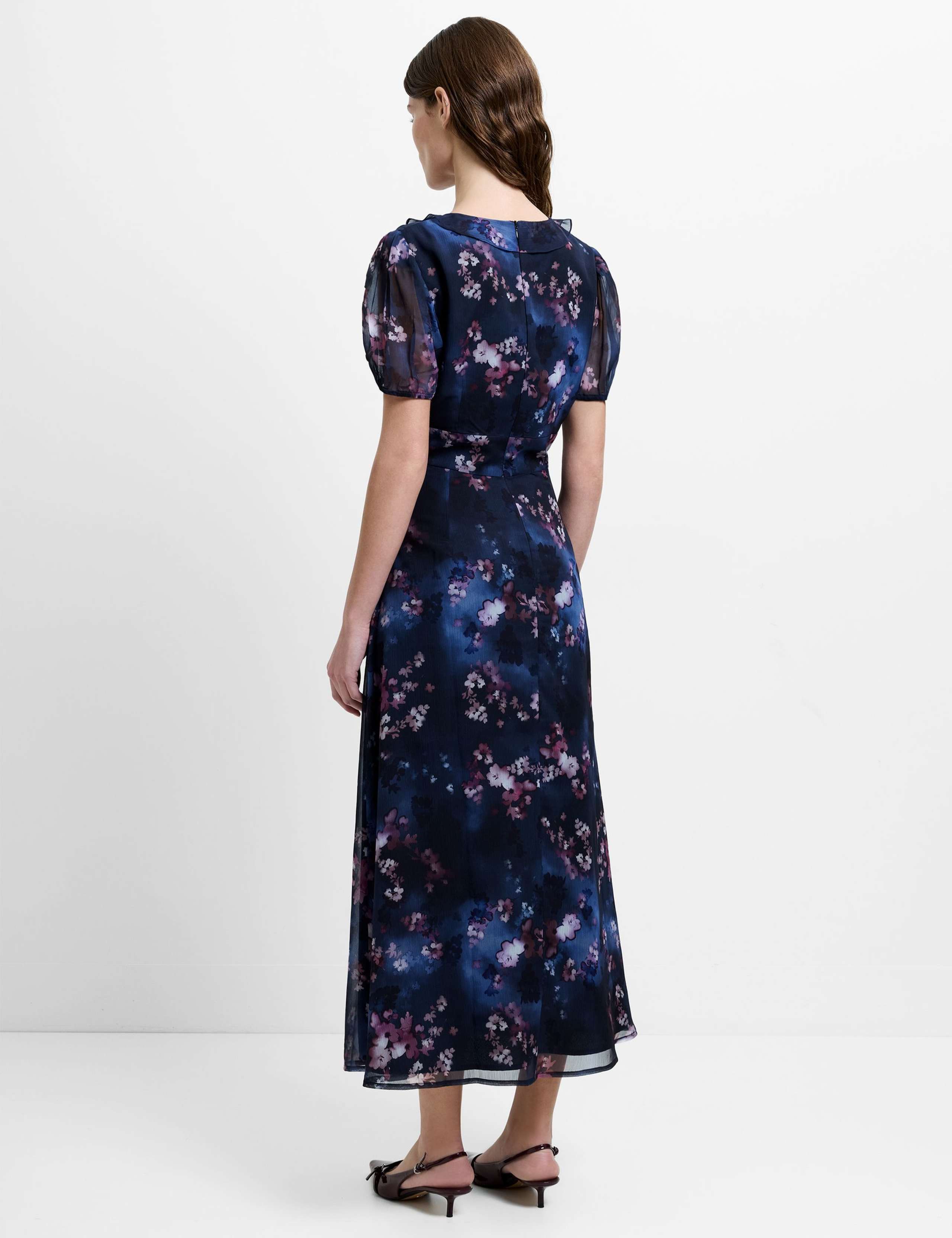Floral V-Neck Midi Smock Dress 4 of 5
