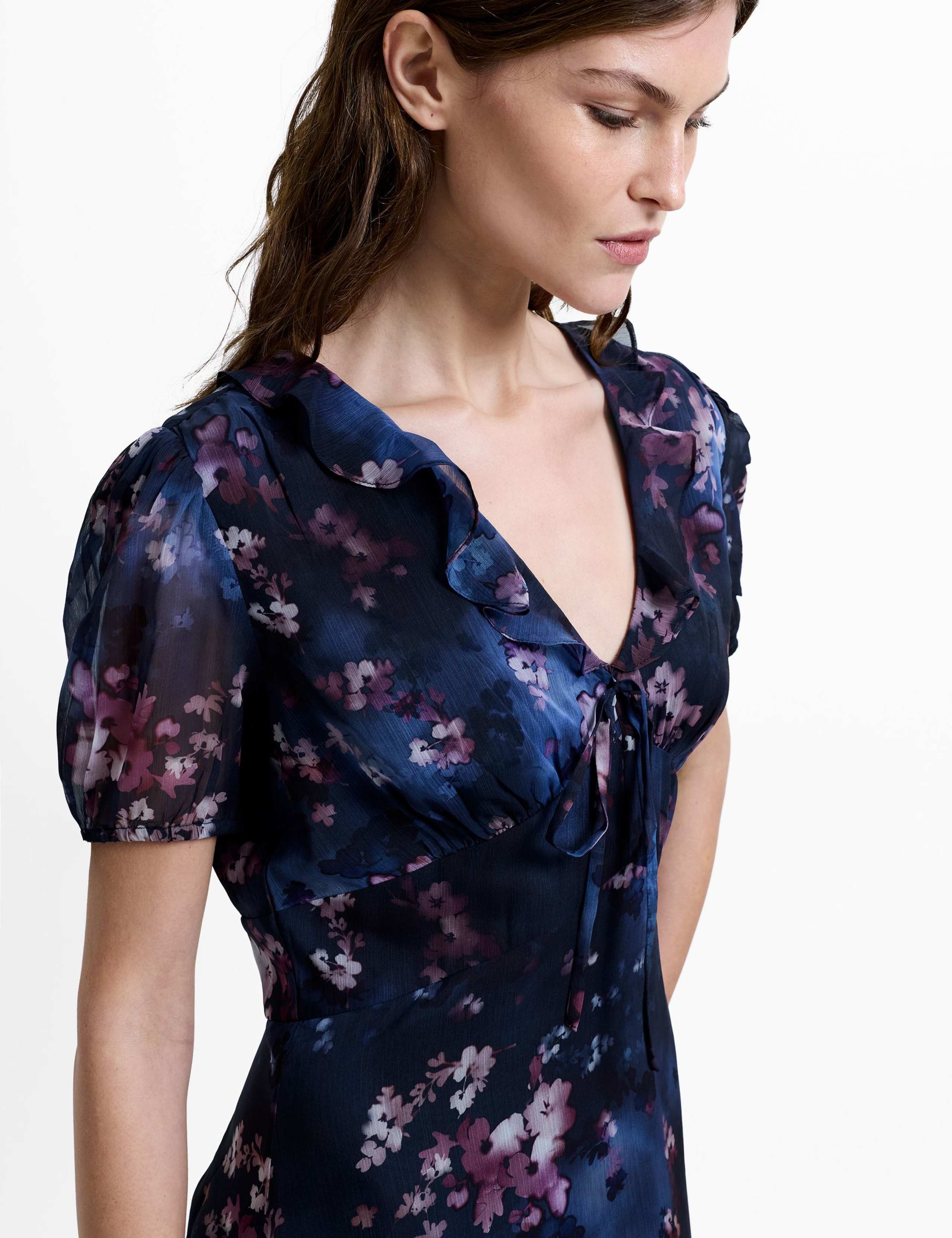 Floral V-Neck Midi Smock Dress 5 of 5