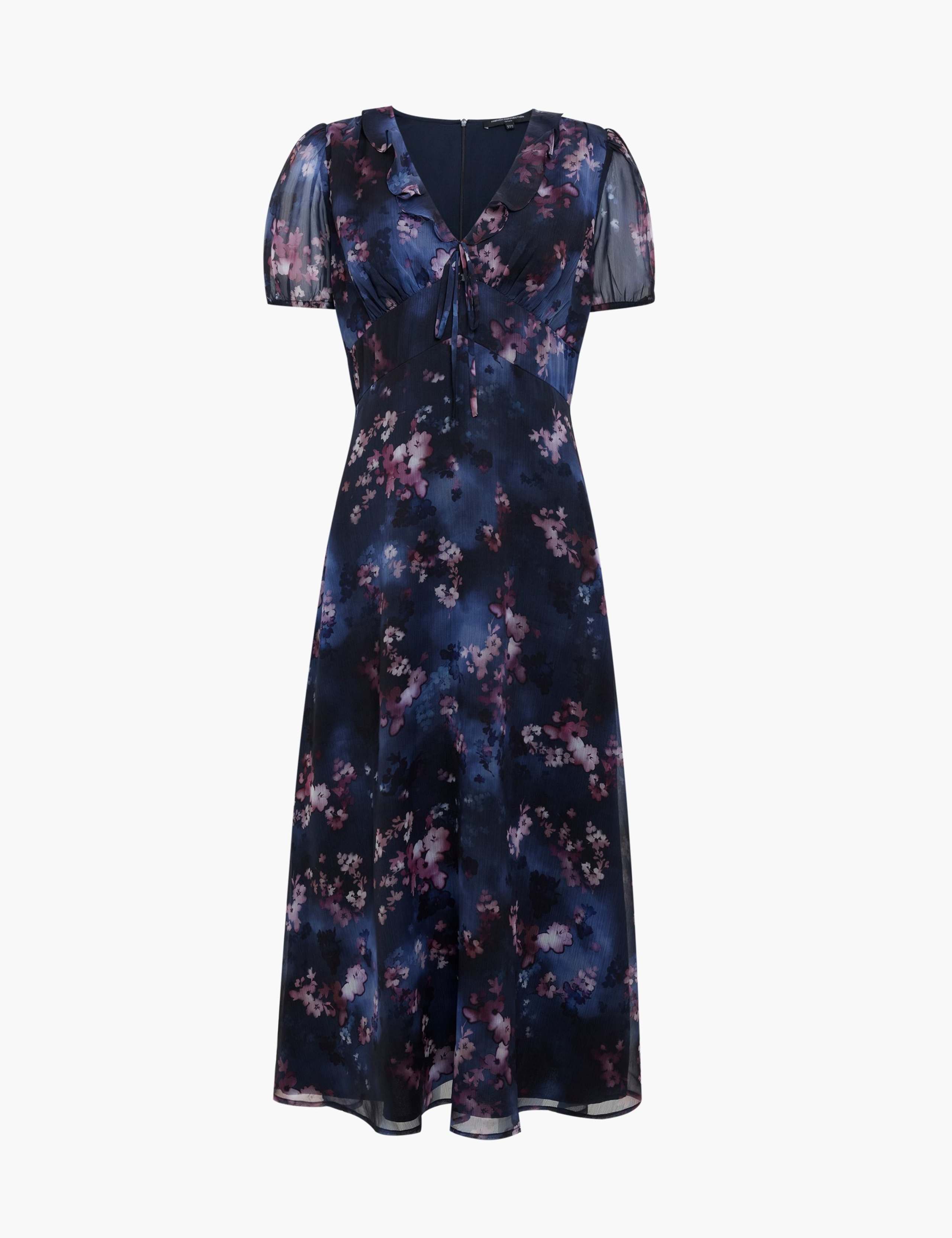 Floral V-Neck Midi Smock Dress 2 of 5