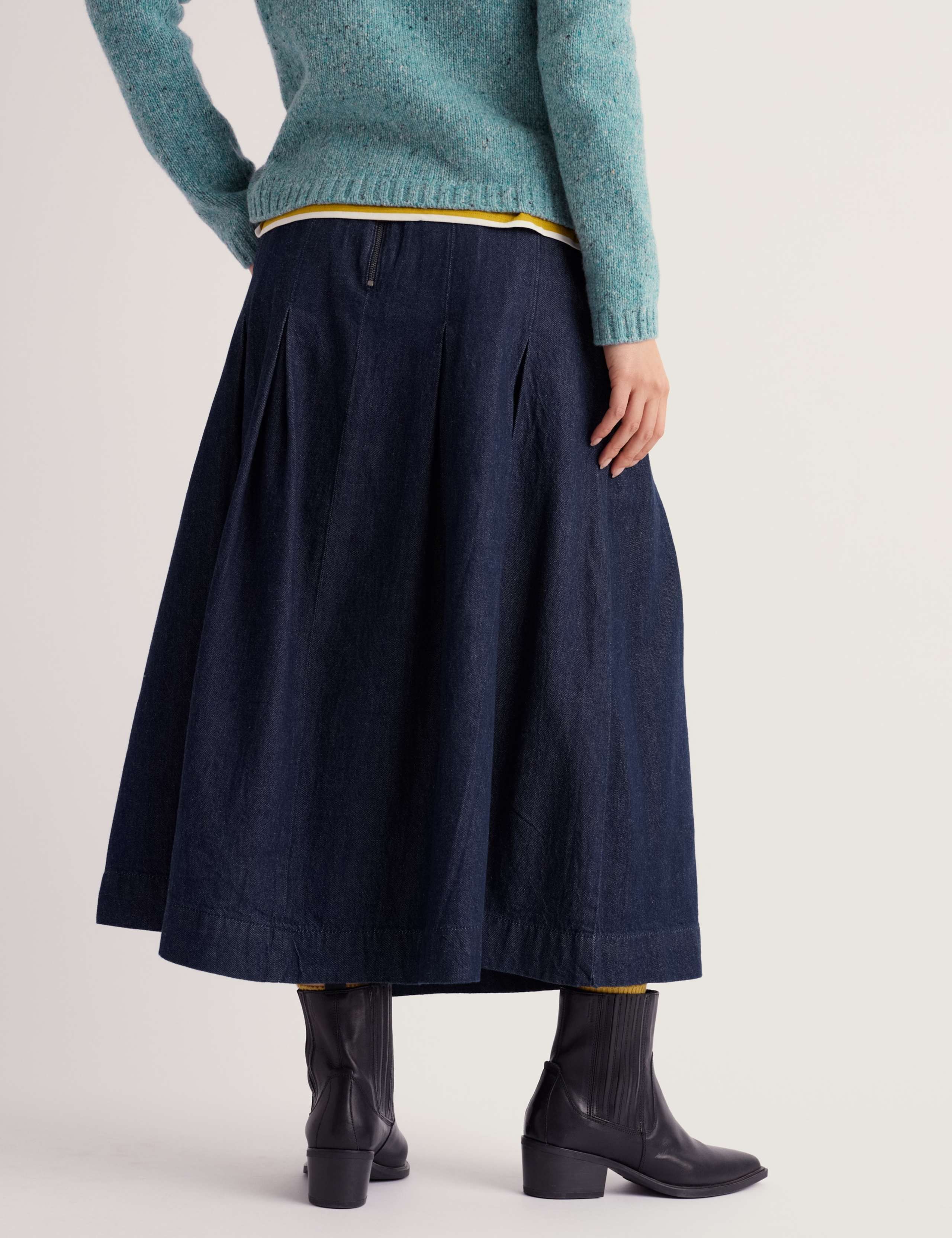 Denim Midi A-Line Skirt 3 of 5