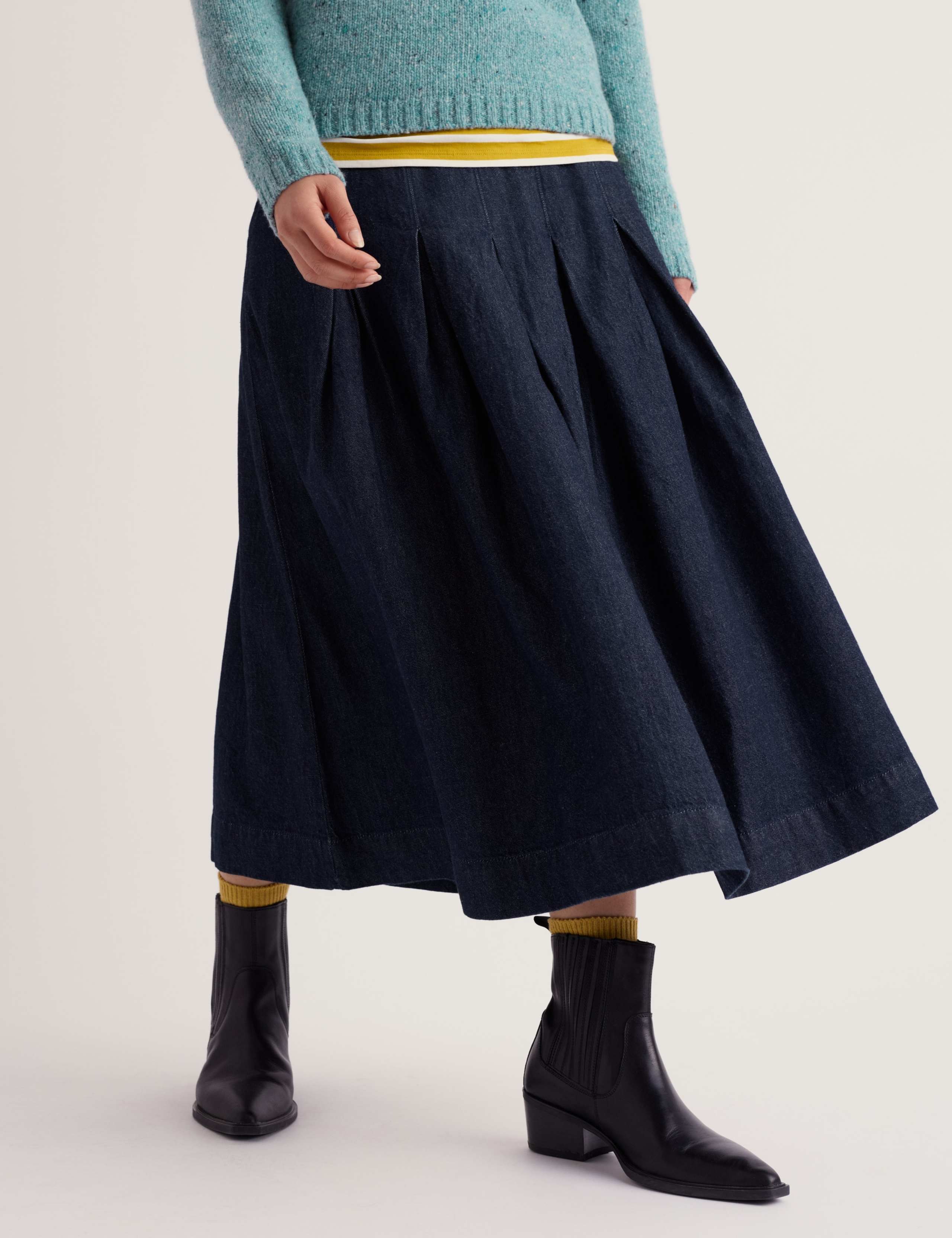 Denim Midi A-Line Skirt 4 of 5
