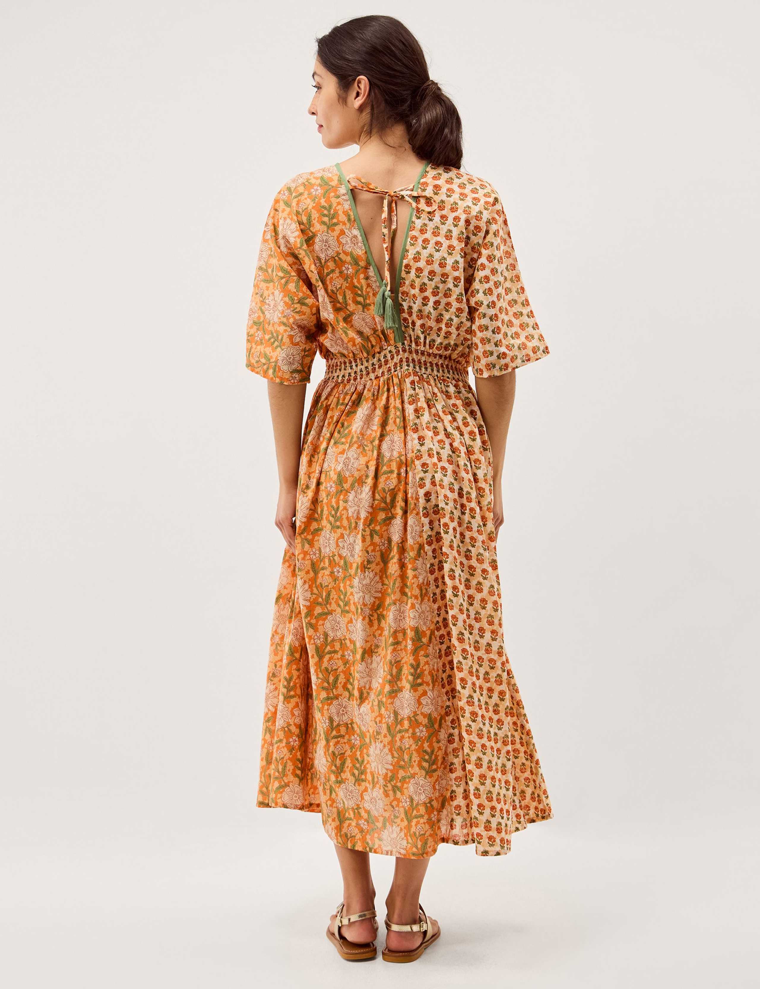 Pure Cotton Floral V-Neck Maxi Waisted Dress 3 of 5