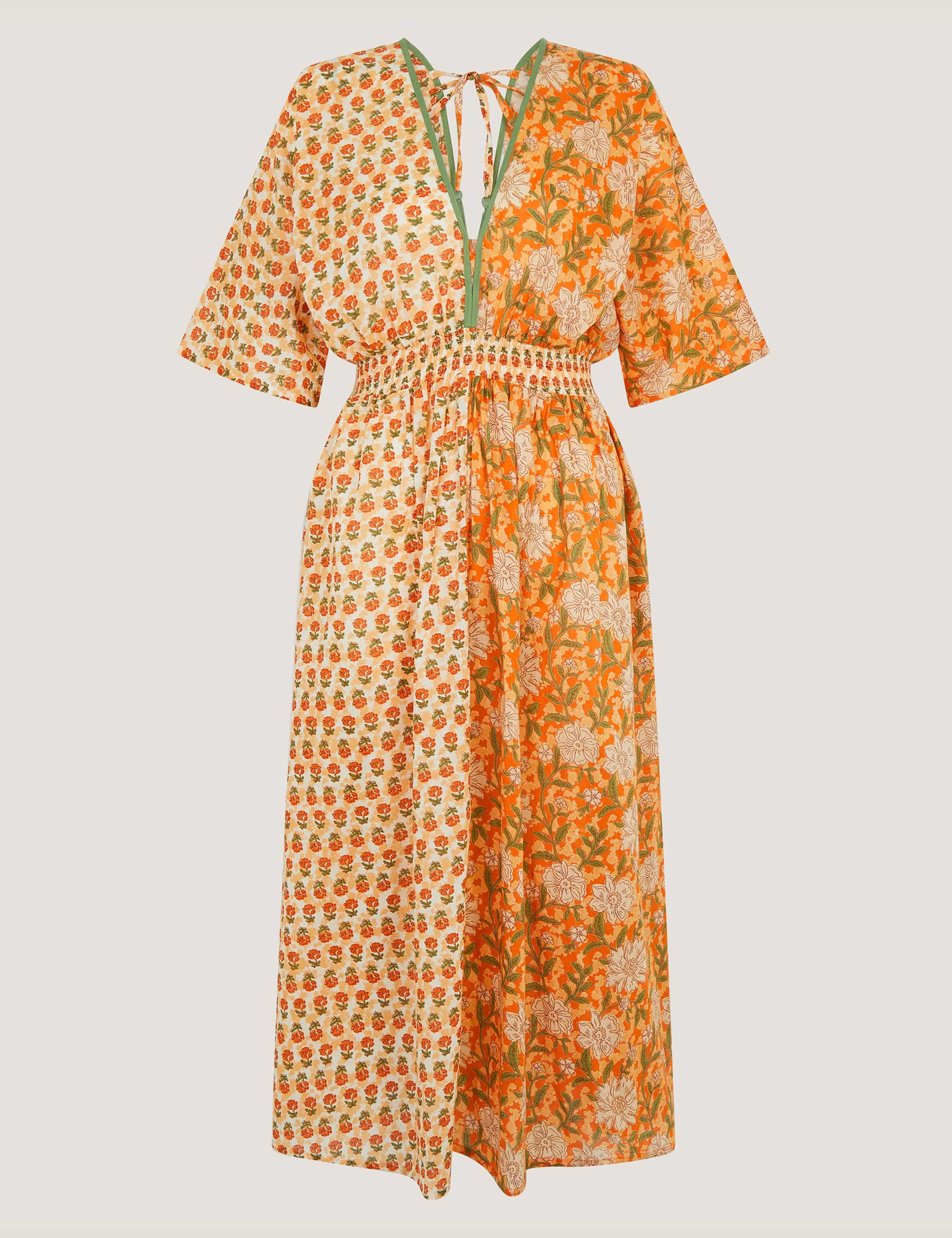 Pure Cotton Floral V-Neck Maxi Waisted Dress 2 of 5