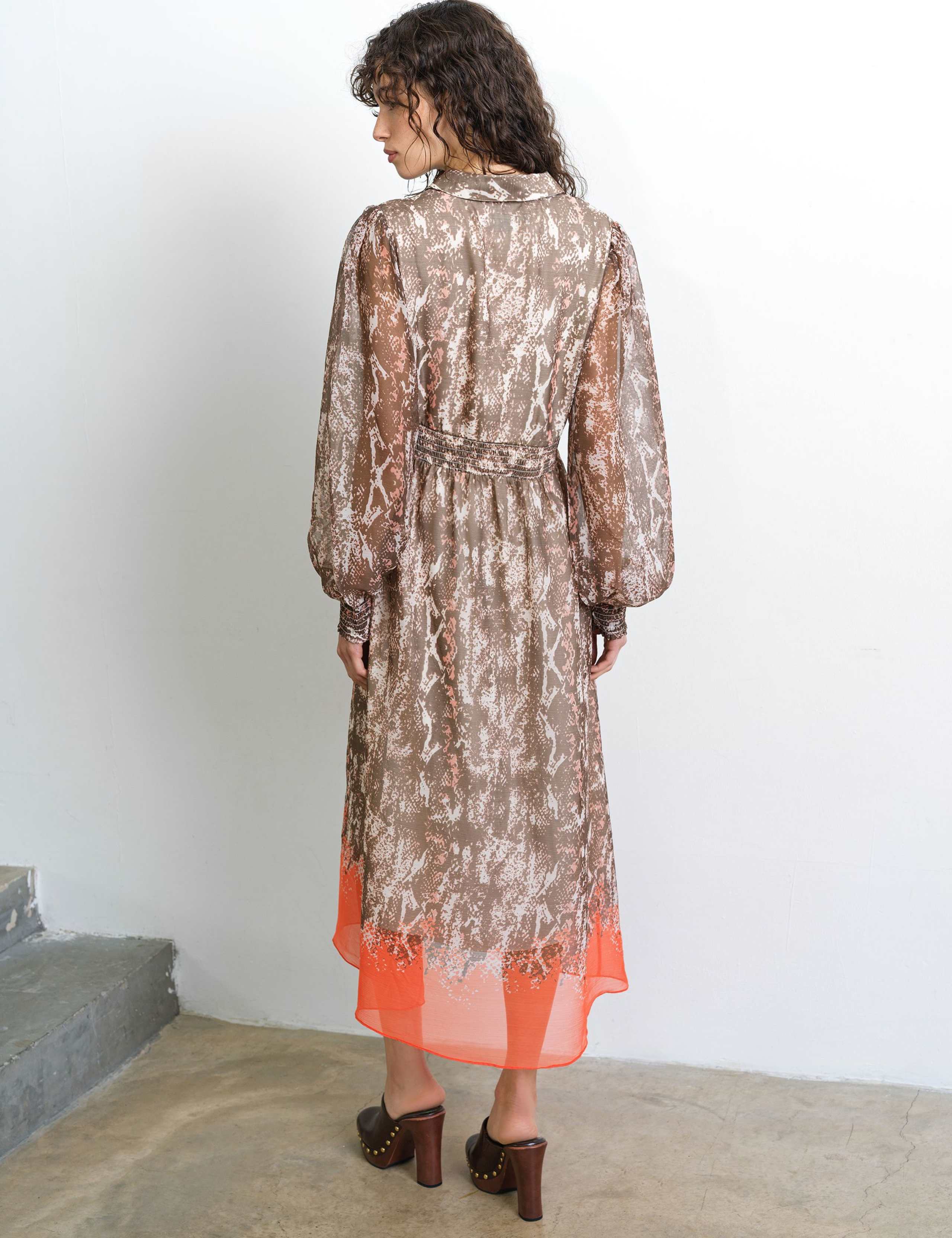 Chiffon Snake Print Midi Waisted Dress 4 of 5