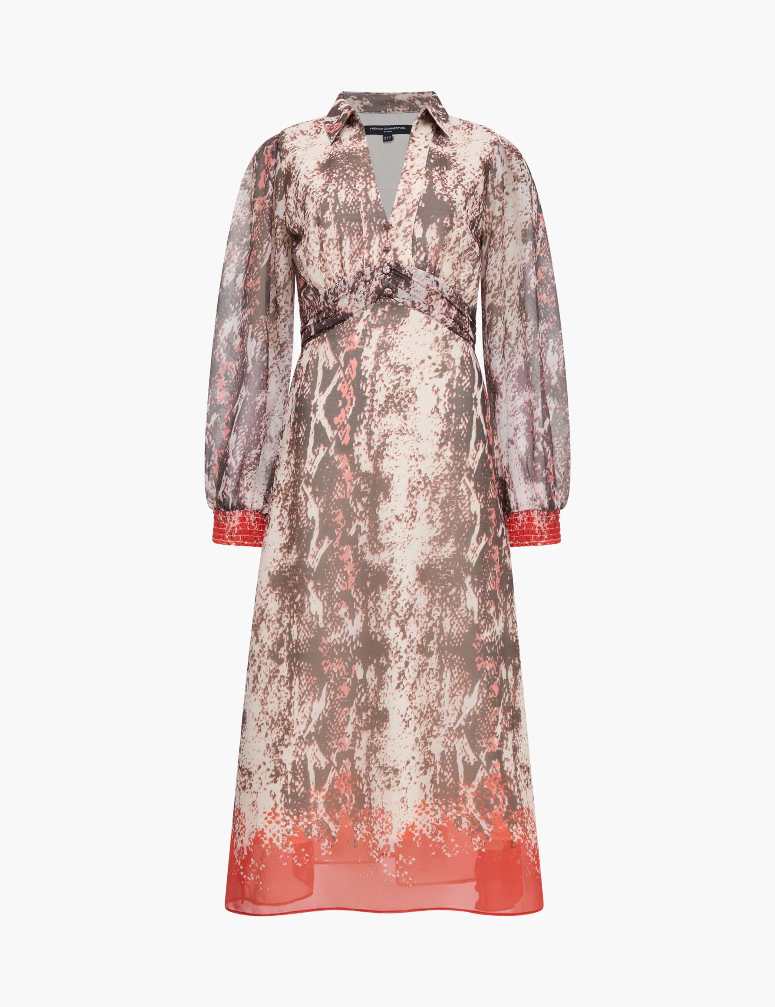 Chiffon Snake Print Midi Waisted Dress 2 of 5
