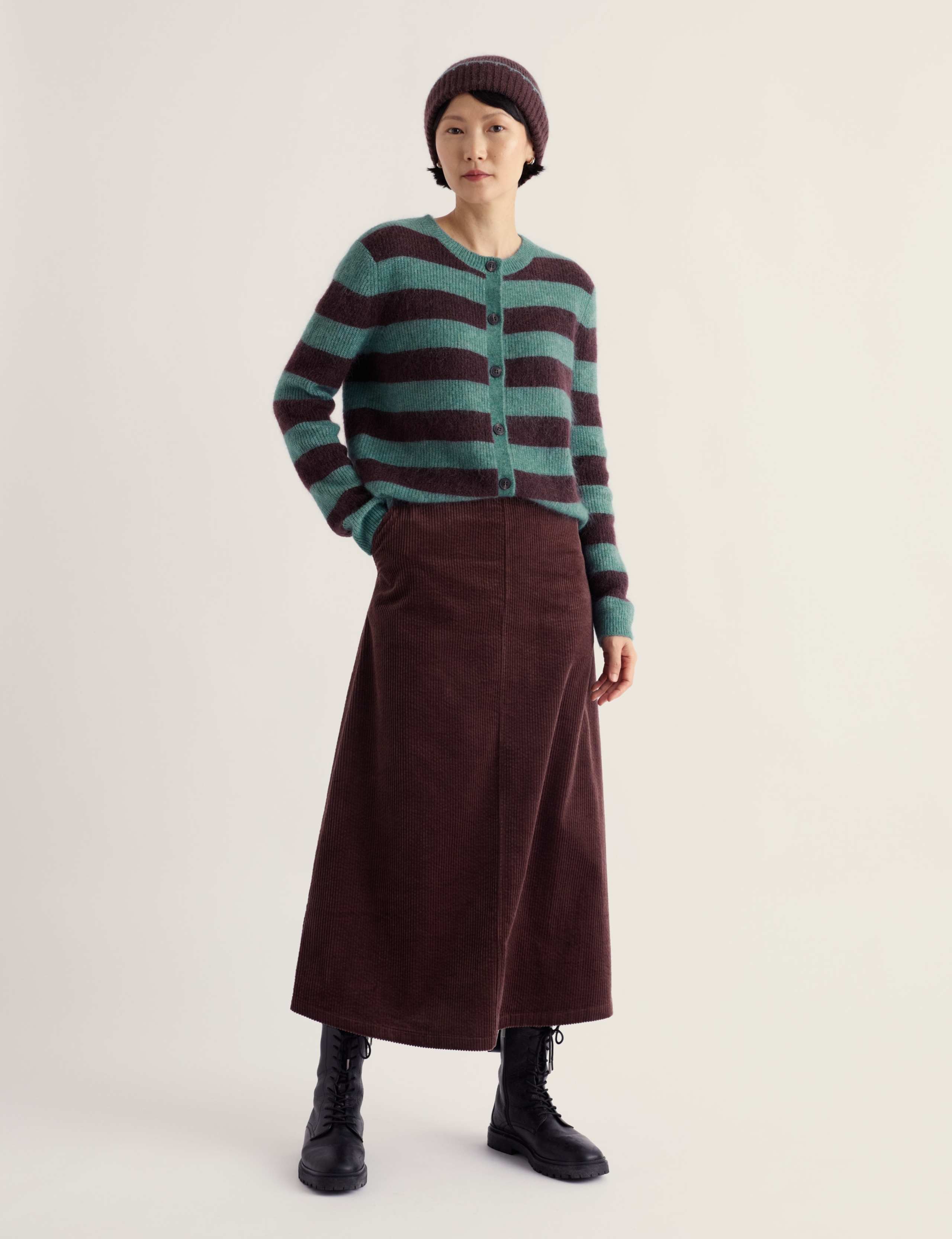 Pure Cotton Cord Midi A-Line Skirt 1 of 5