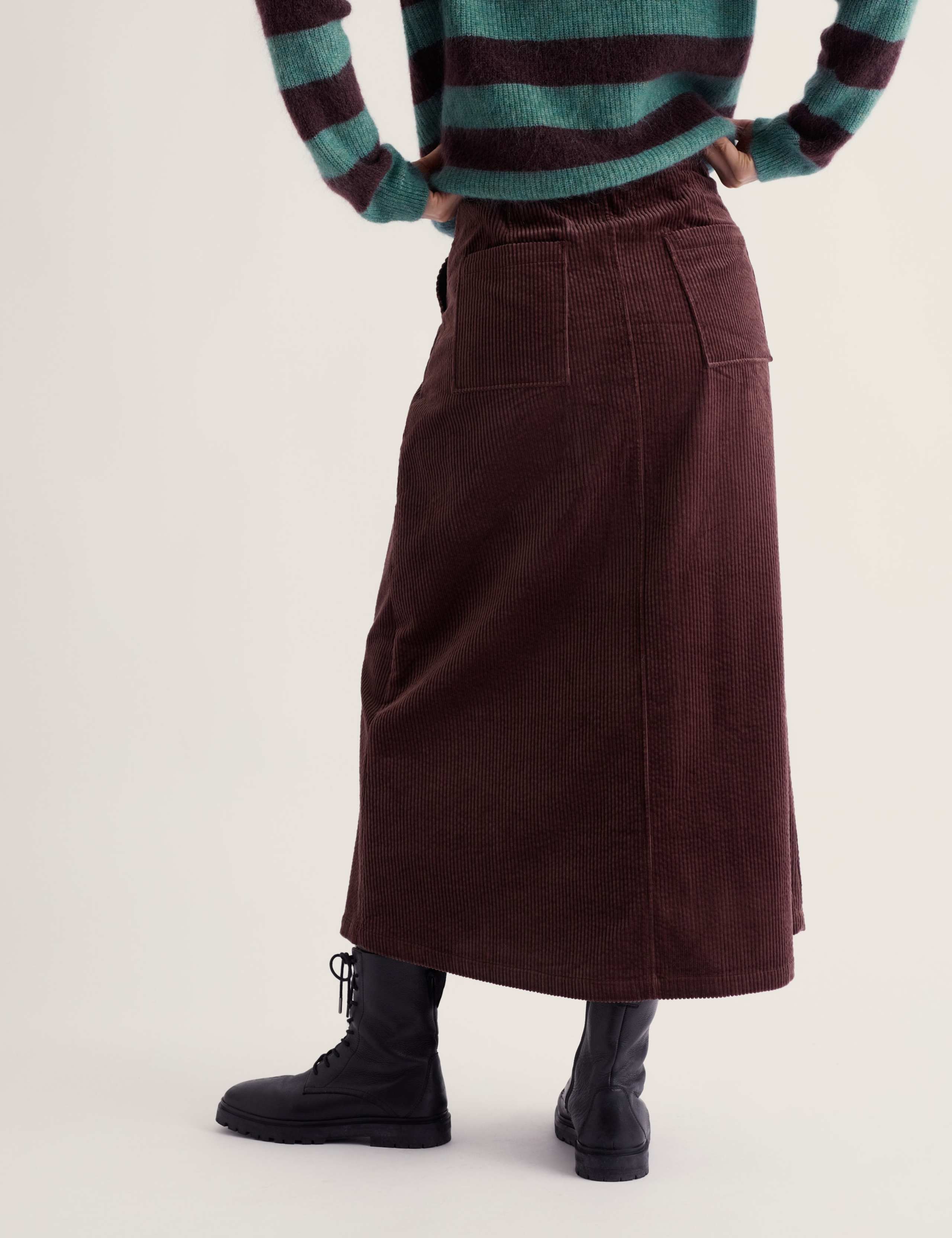 Pure Cotton Cord Midi A-Line Skirt 3 of 5