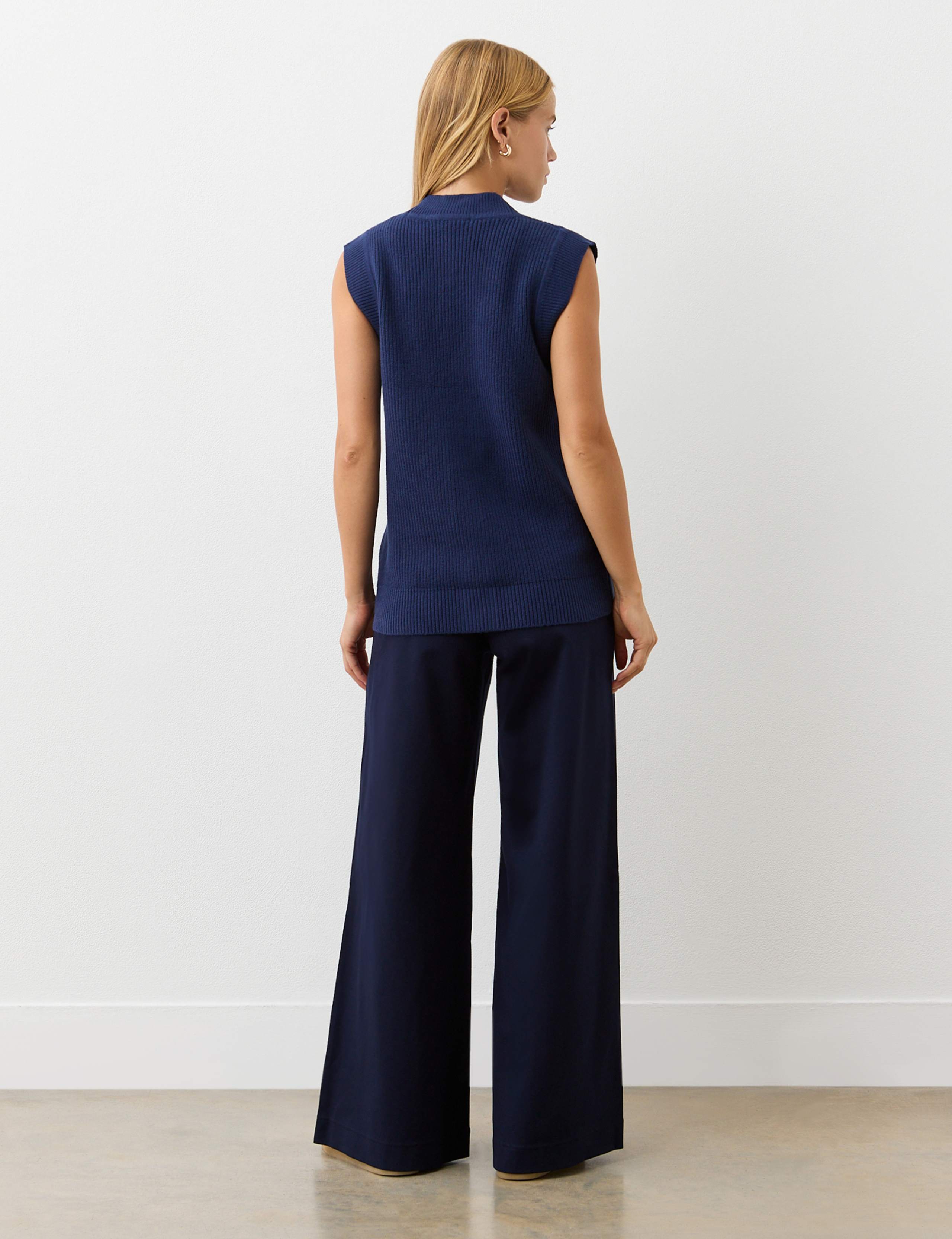 Cotton Rich Ribbed V-Neck Knitted Vest 4 of 4
