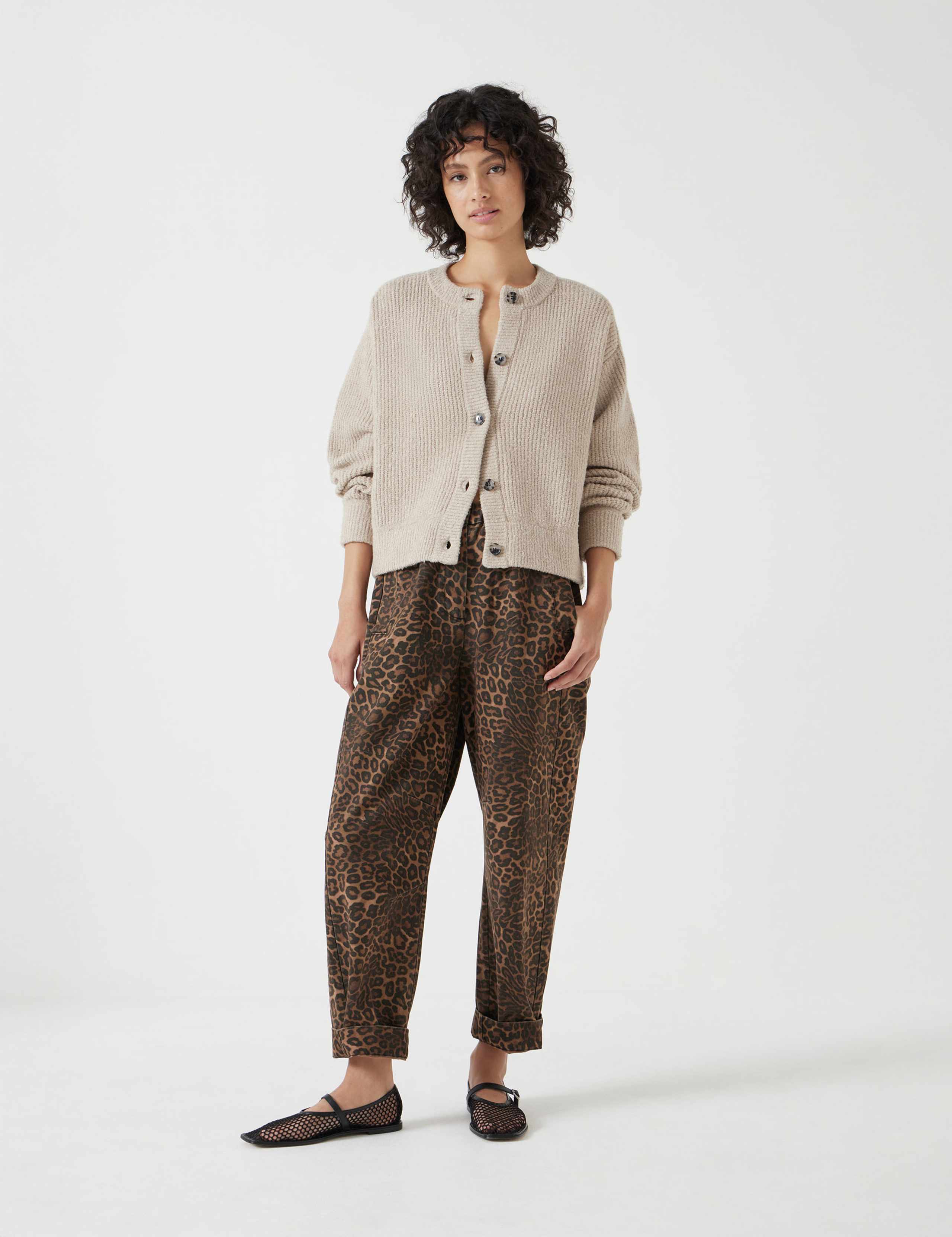 Ribbed Button Front Cardigan with Wool 3 of 5