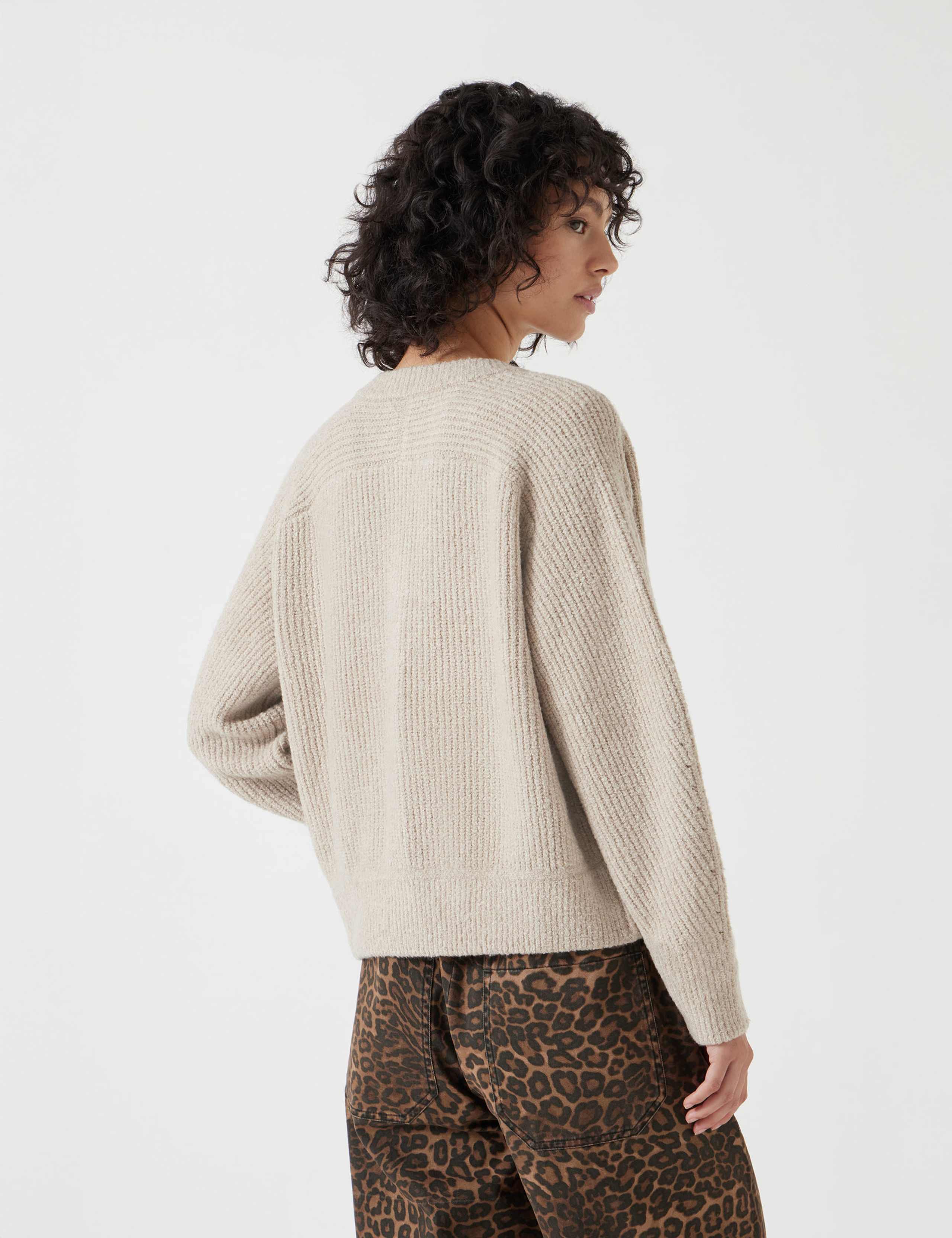Ribbed Button Front Cardigan with Wool 4 of 5