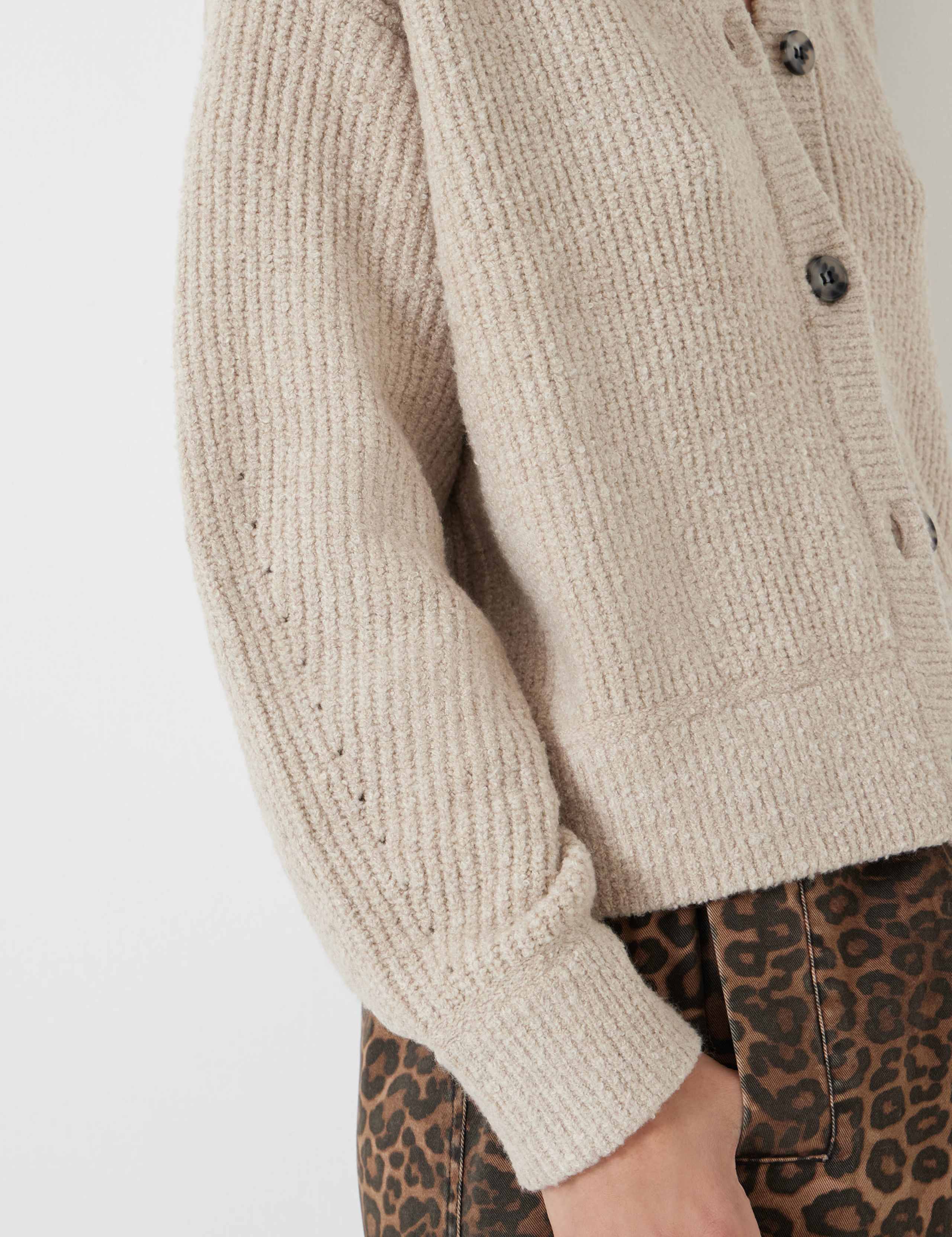 Ribbed Button Front Cardigan with Wool 5 of 5