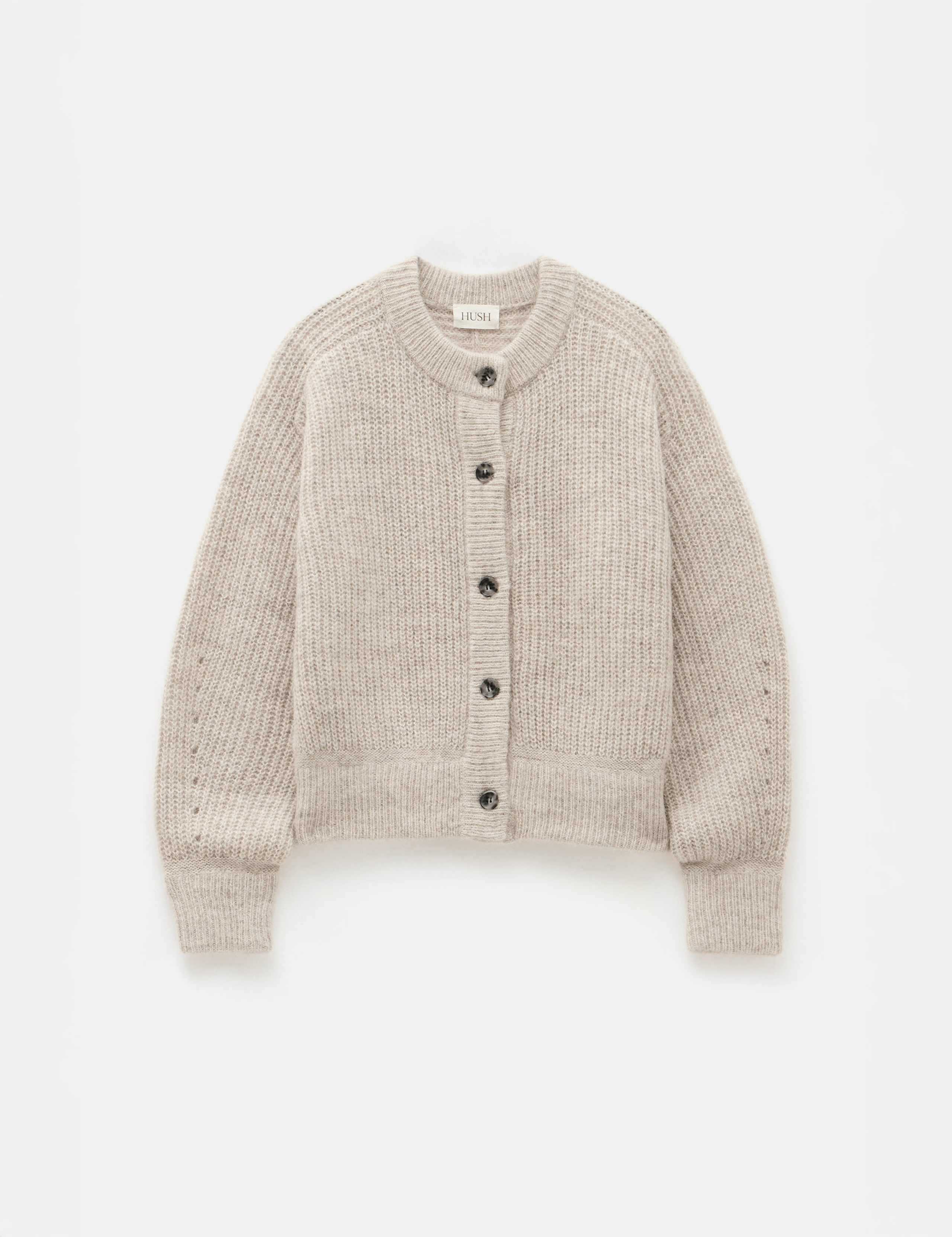 Ribbed Button Front Cardigan with Wool 2 of 5