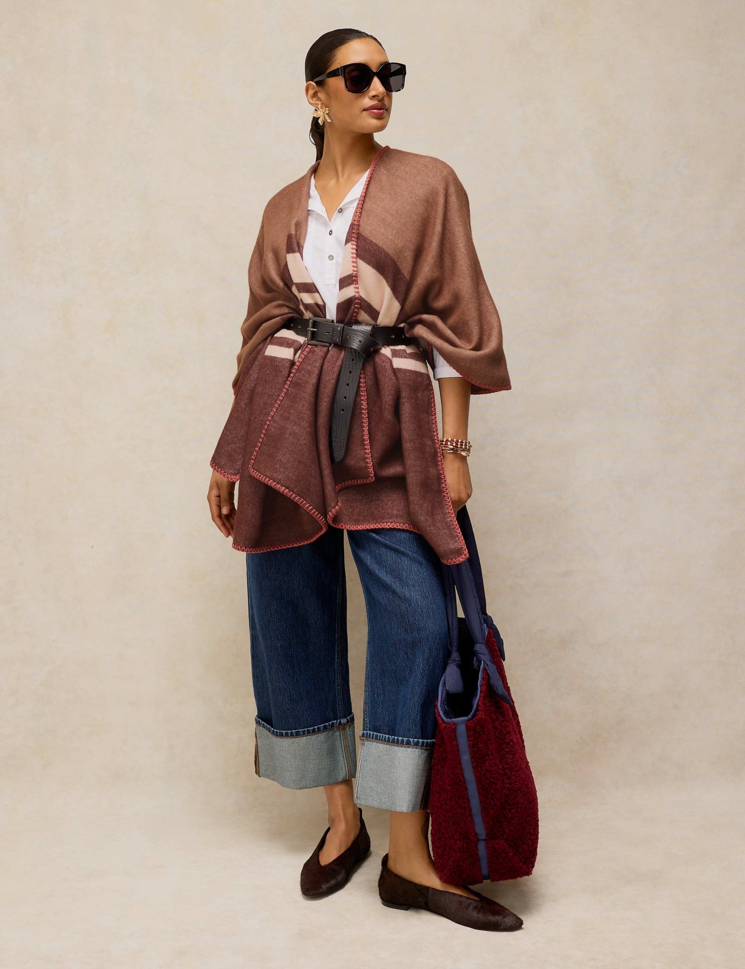 Stripe Detail Poncho 3 of 6