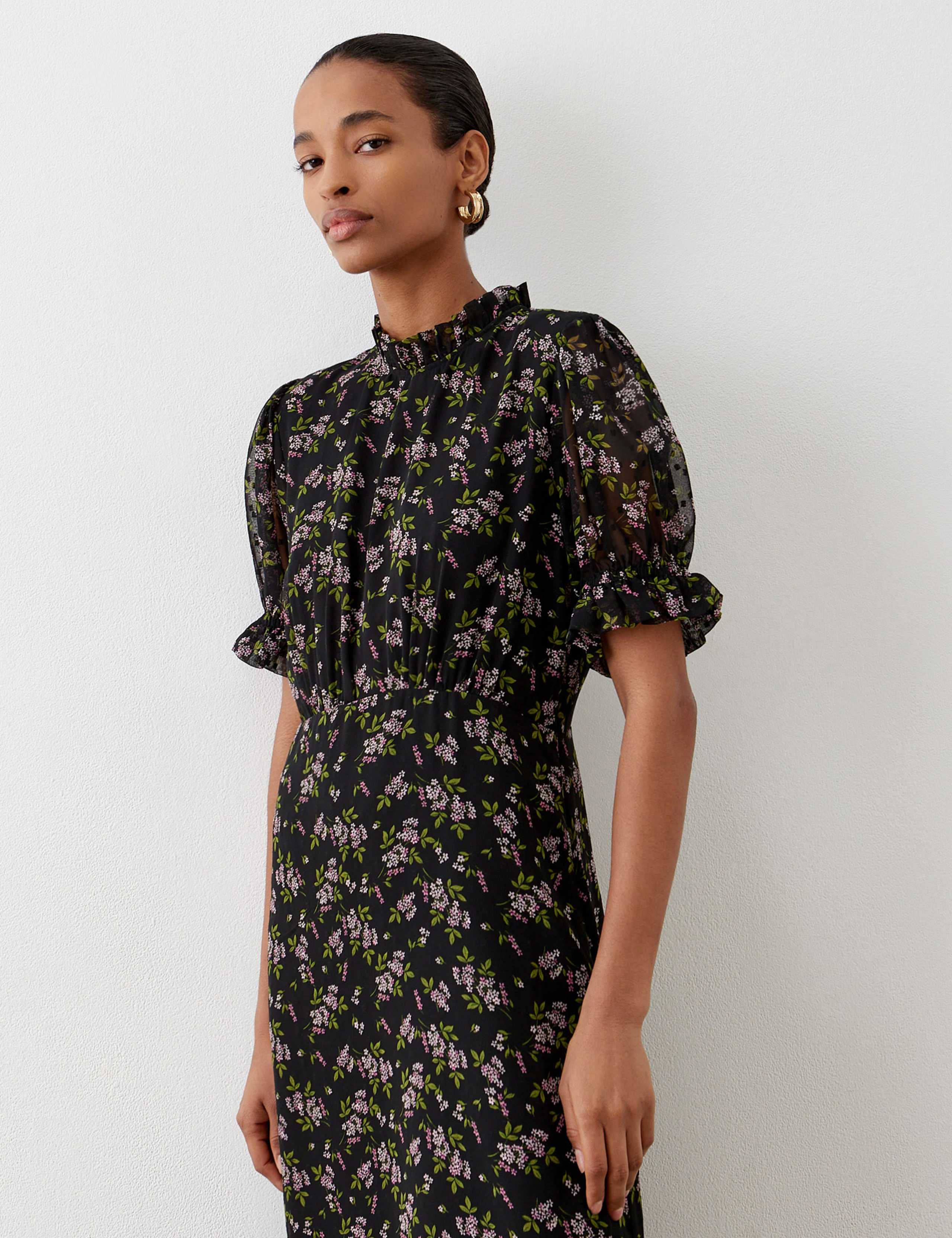 Floral Crew Neck Midi Tea Dress 4 of 4