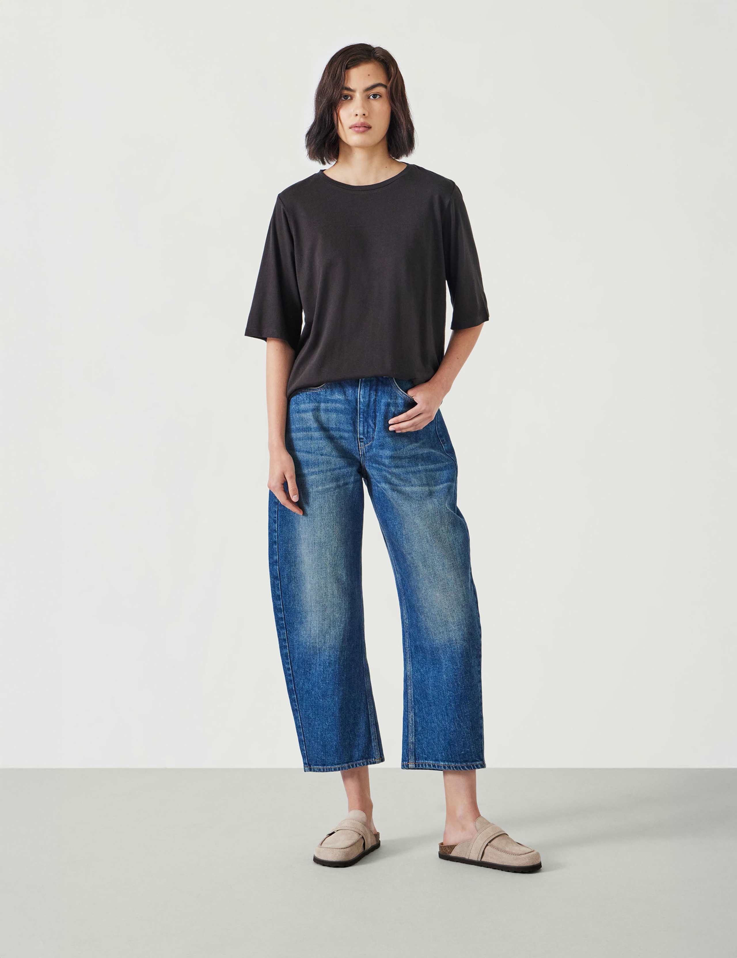 Reece Cotton Rich Crew Neck Drapey T-Shirt 3 of 5