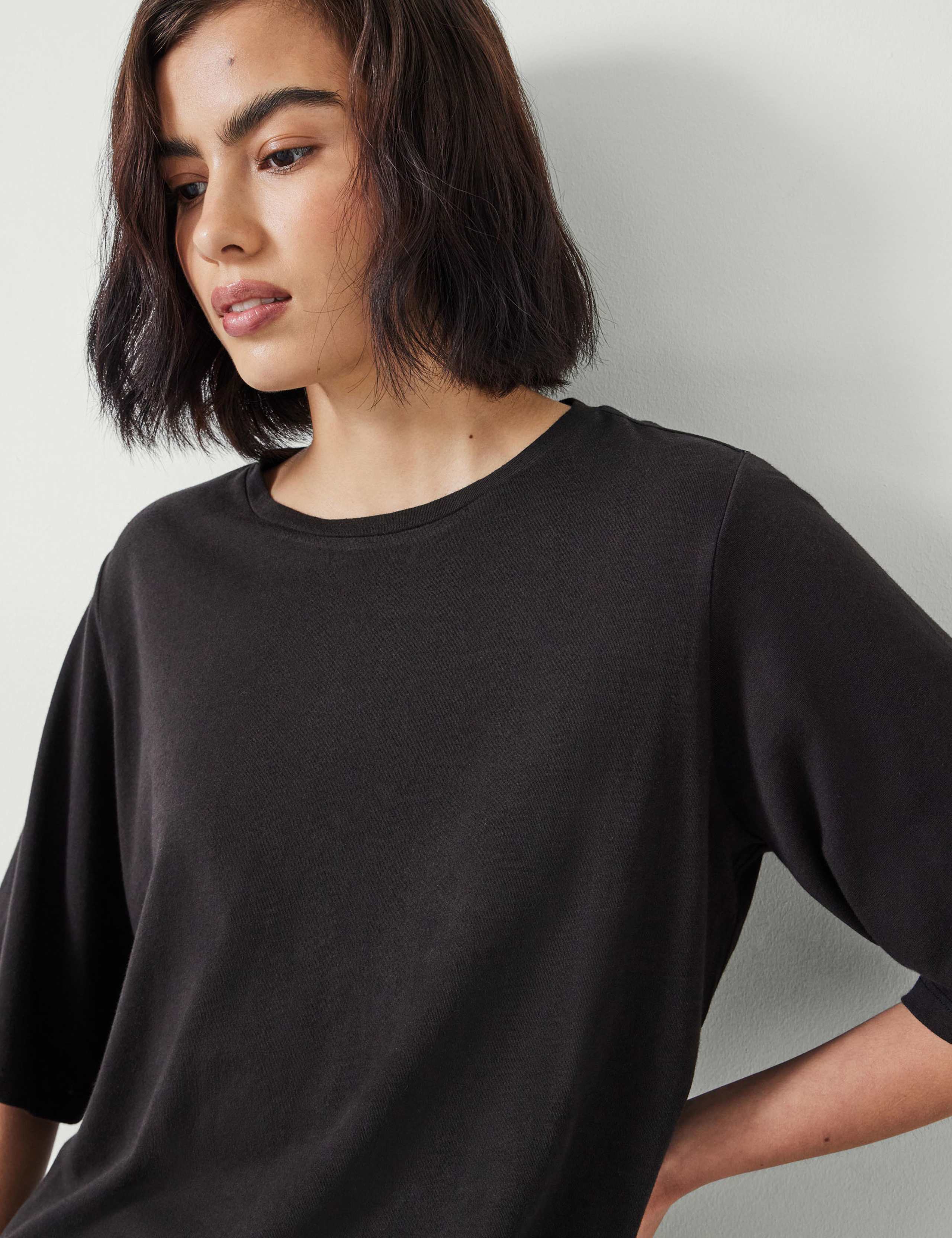 Reece Cotton Rich Crew Neck Drapey T-Shirt 5 of 5