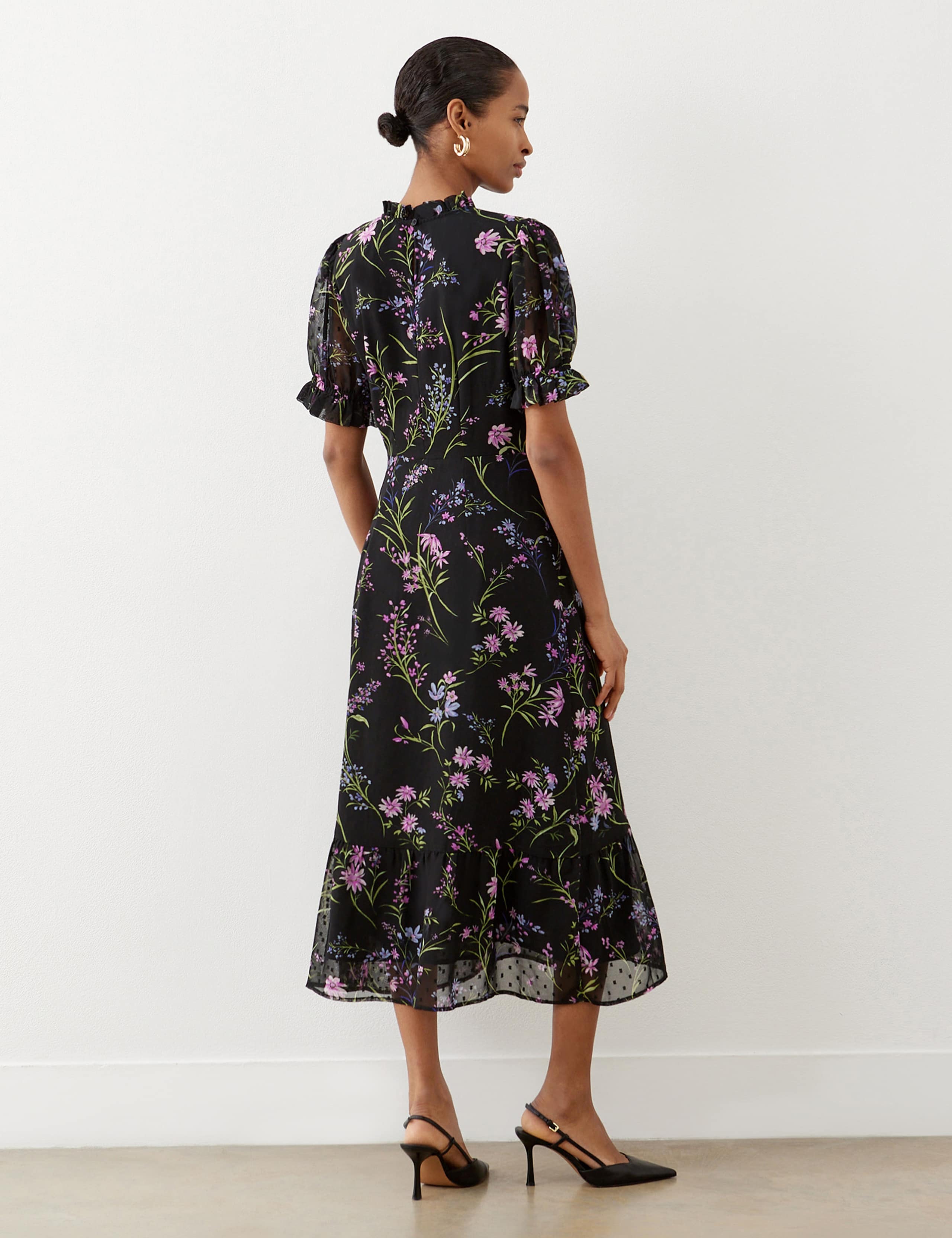 Floral Frill Sleeve Midi Tea Dress 3 of 4