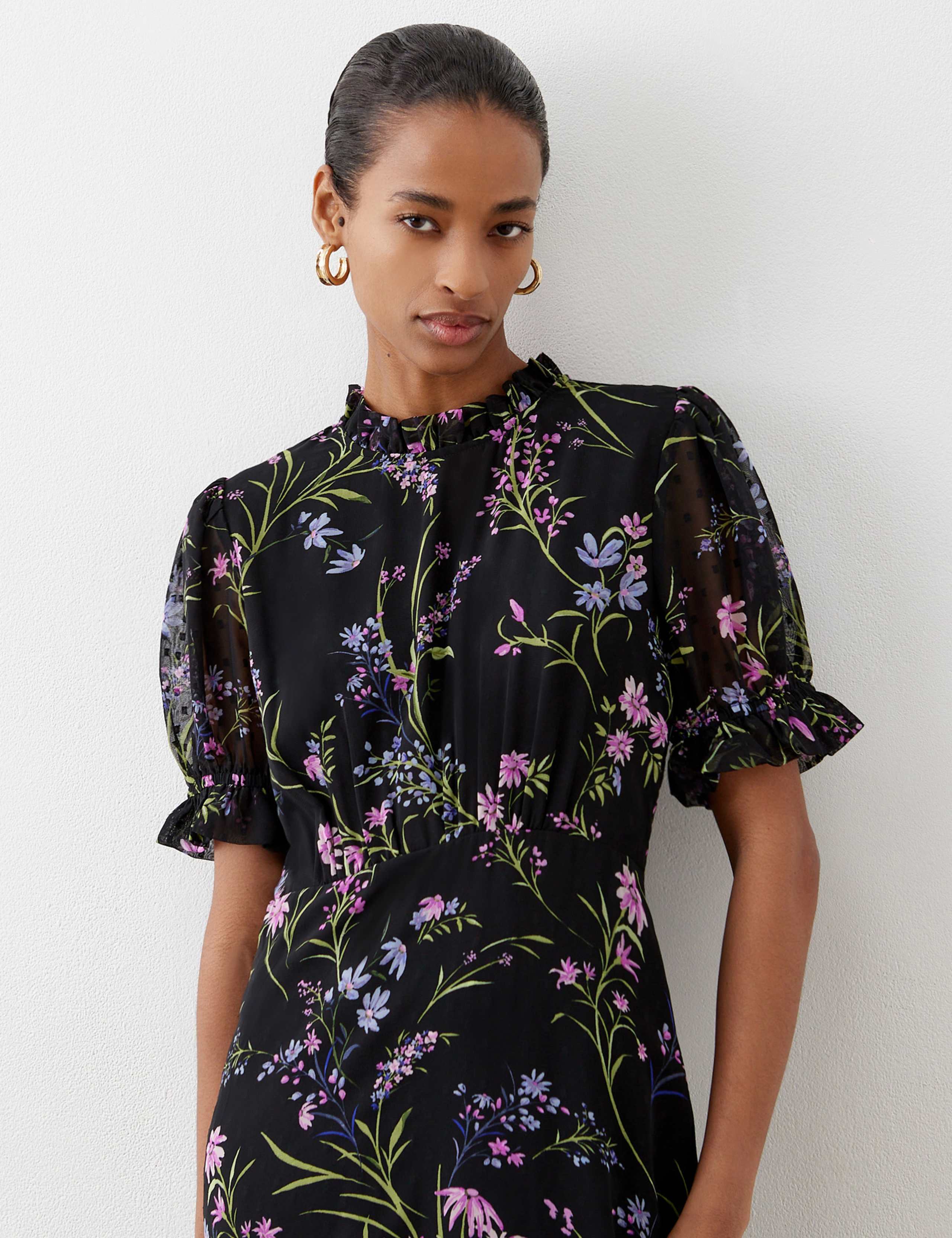 Floral Frill Sleeve Midi Tea Dress 4 of 4