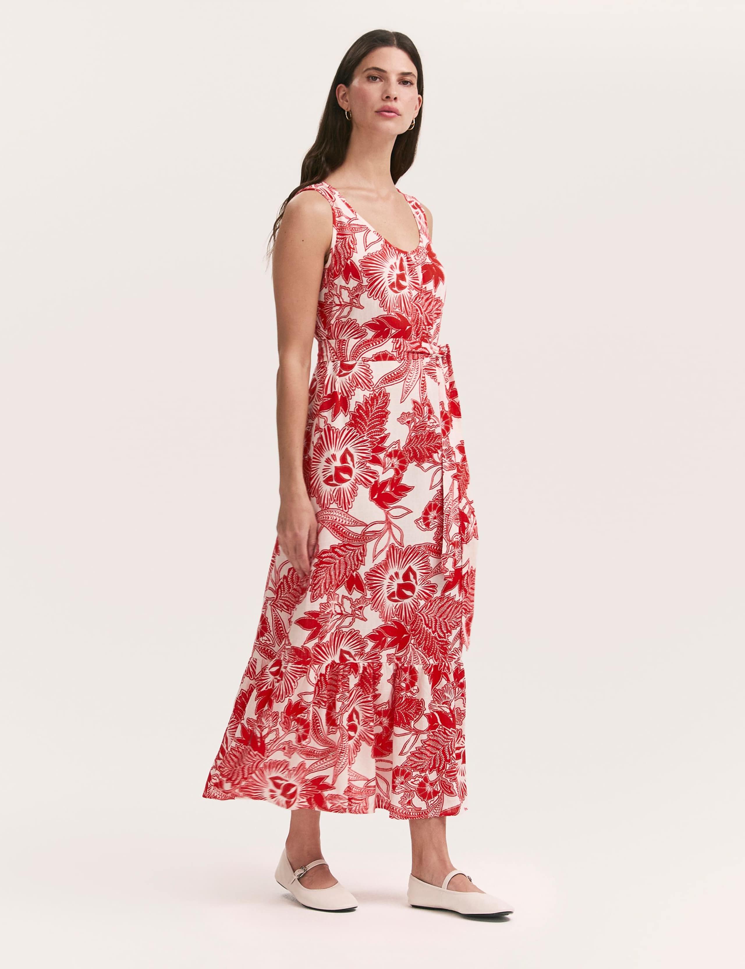 Floral Scoop Neck Midi Tiered Dress 1 of 4