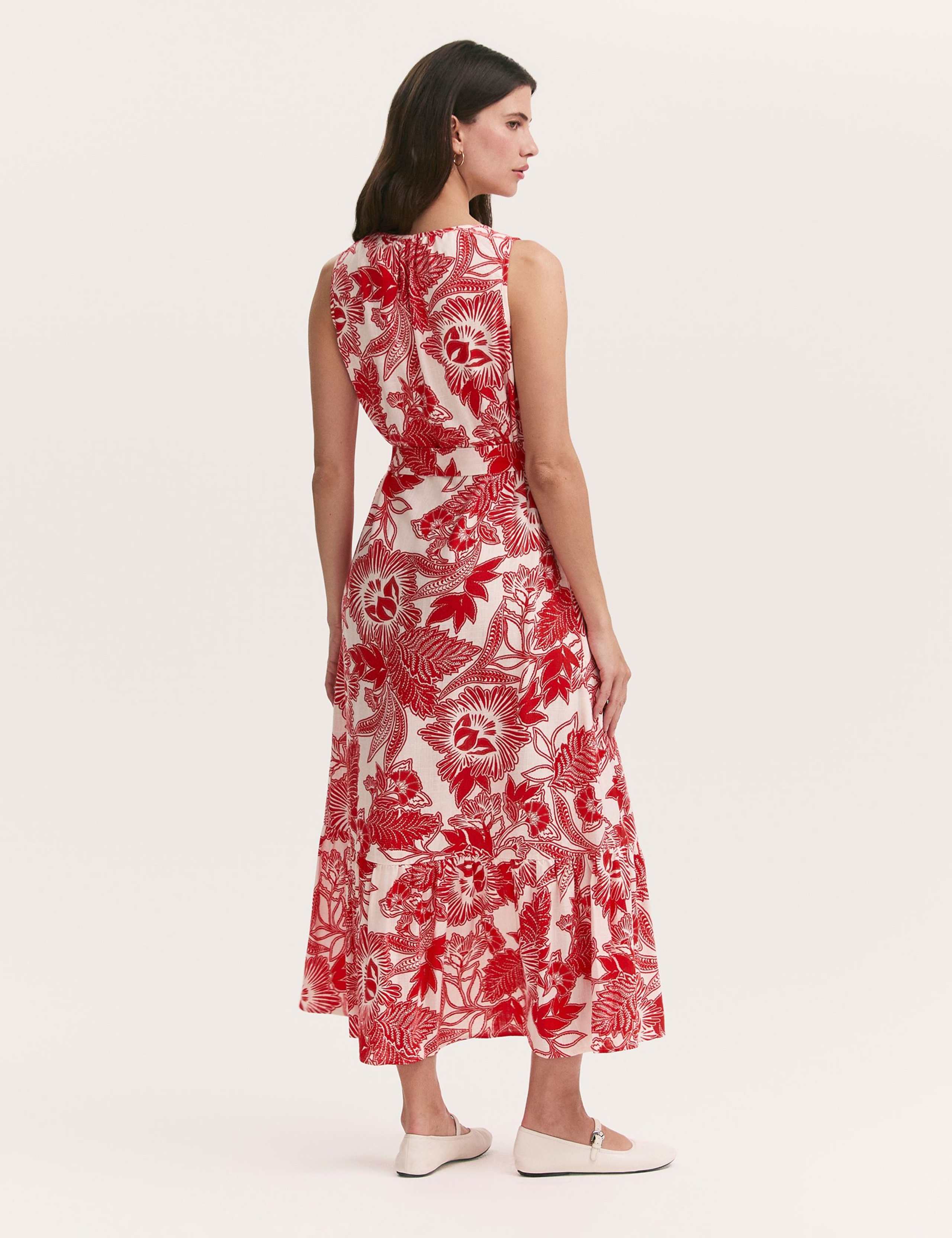 Floral Scoop Neck Midi Tiered Dress 2 of 4