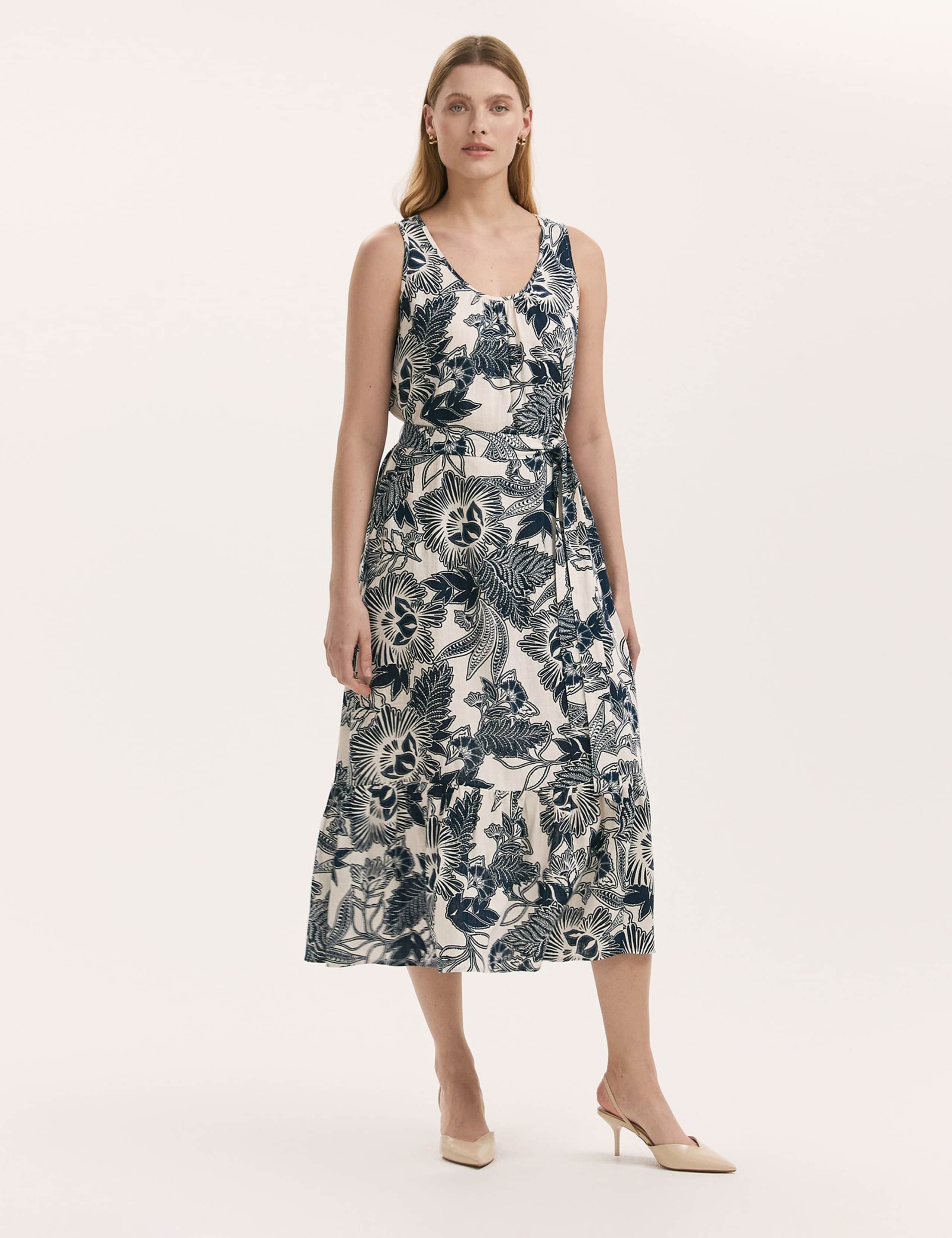 Floral Scoop Neck Midi Tiered Dress 1 of 4