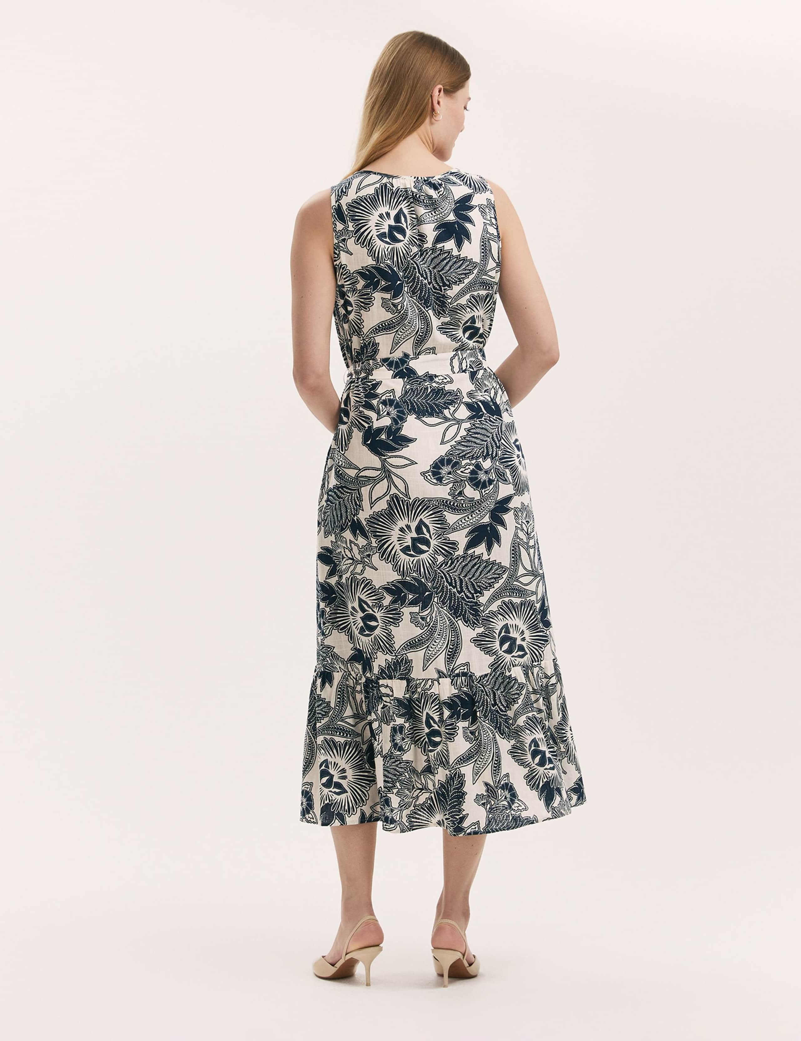 Floral Scoop Neck Midi Tiered Dress 3 of 4