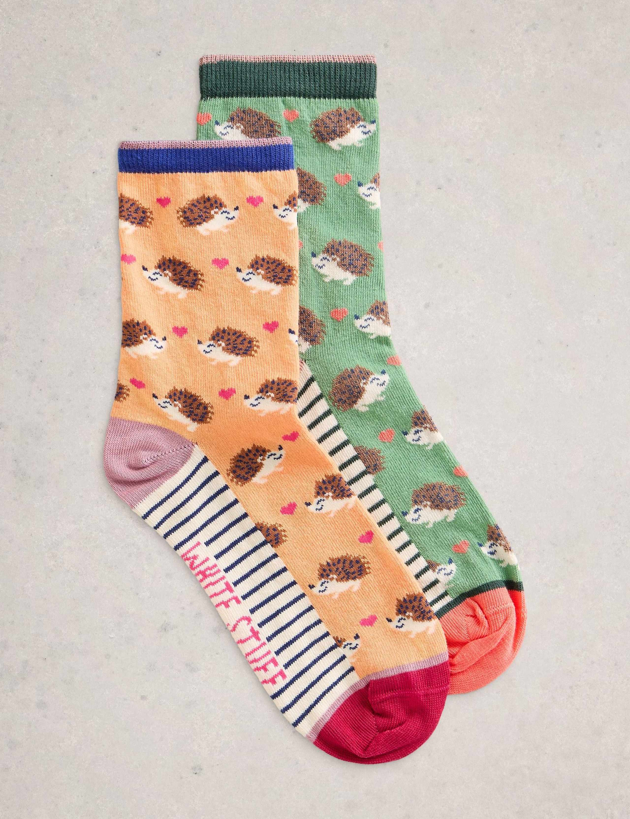 2pk Cotton Rich Hedgehog Ankle Socks 1 of 2