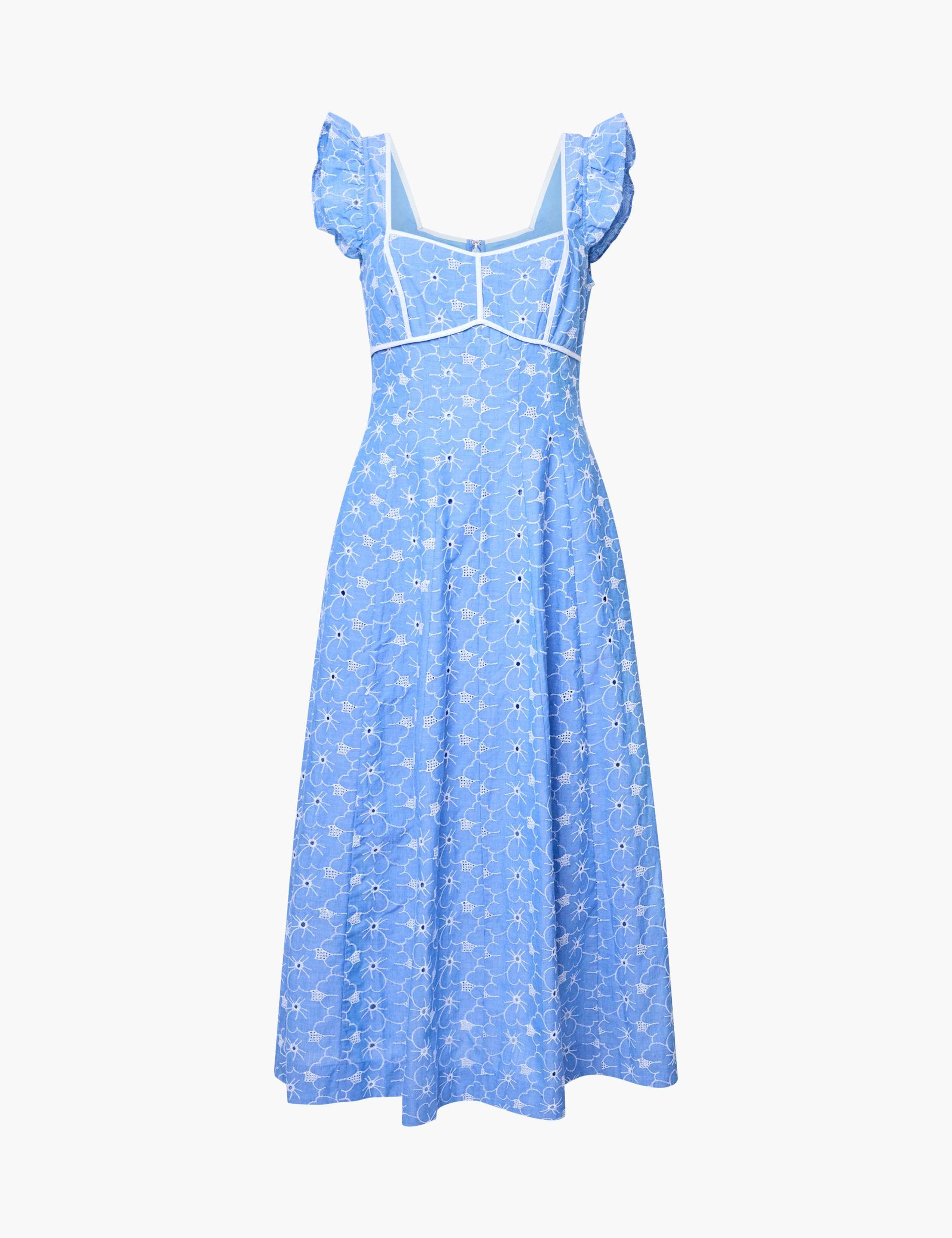 Pure Cotton Broderie Square Neck Midi Dress 2 of 5