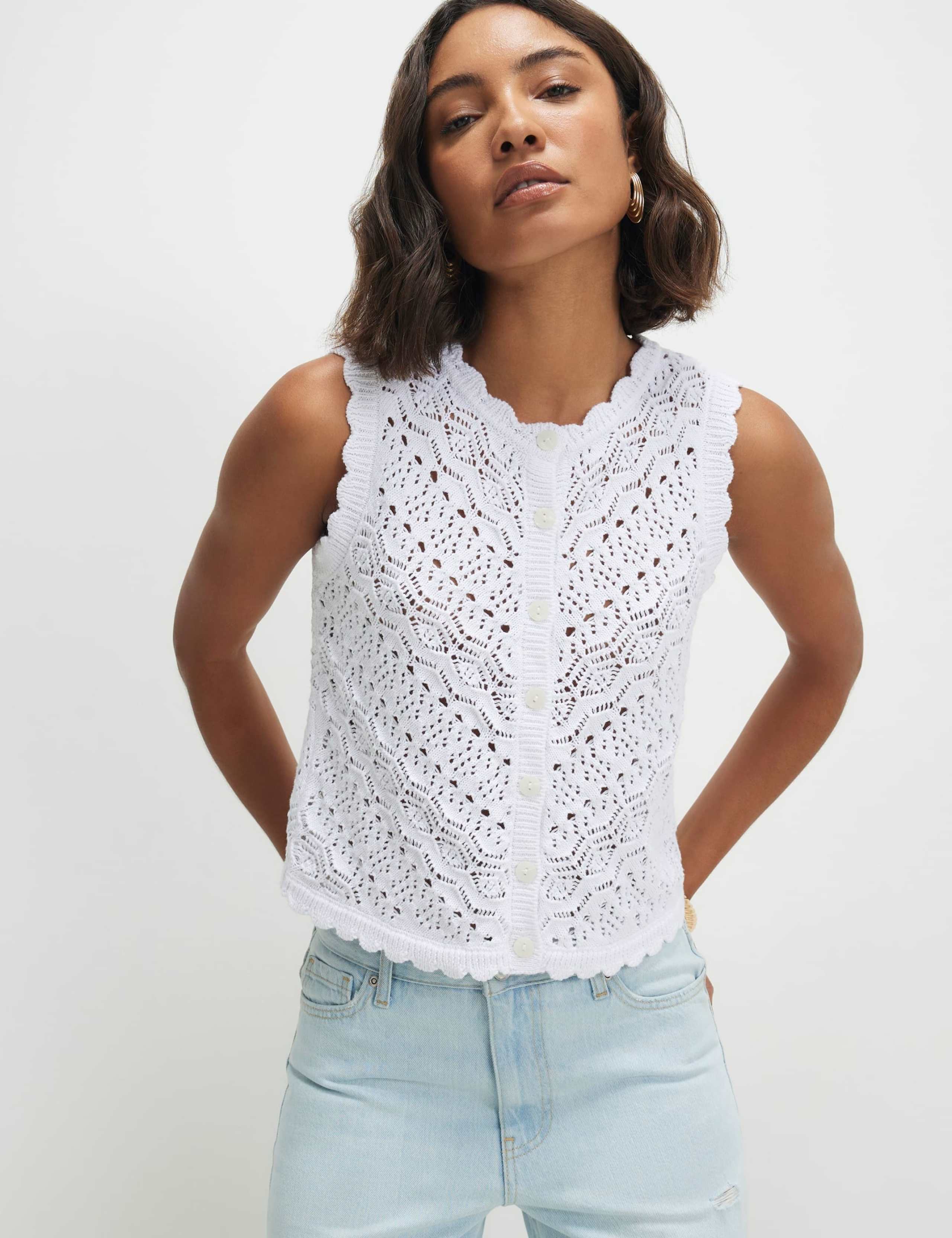 Pure Cotton Open Stitch Knitted Top 1 of 4