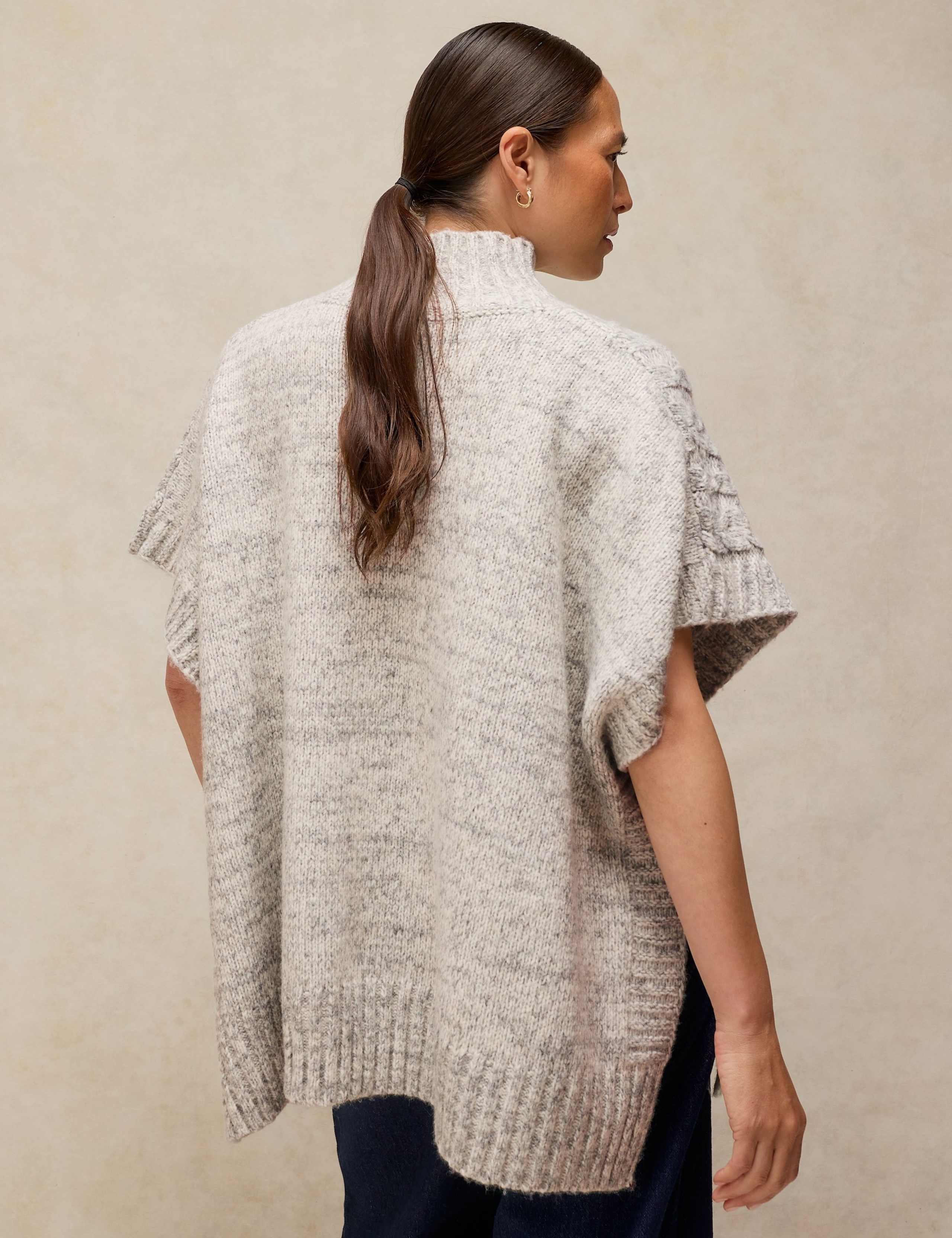 Cable Knit Funnel Neck Poncho 4 of 6