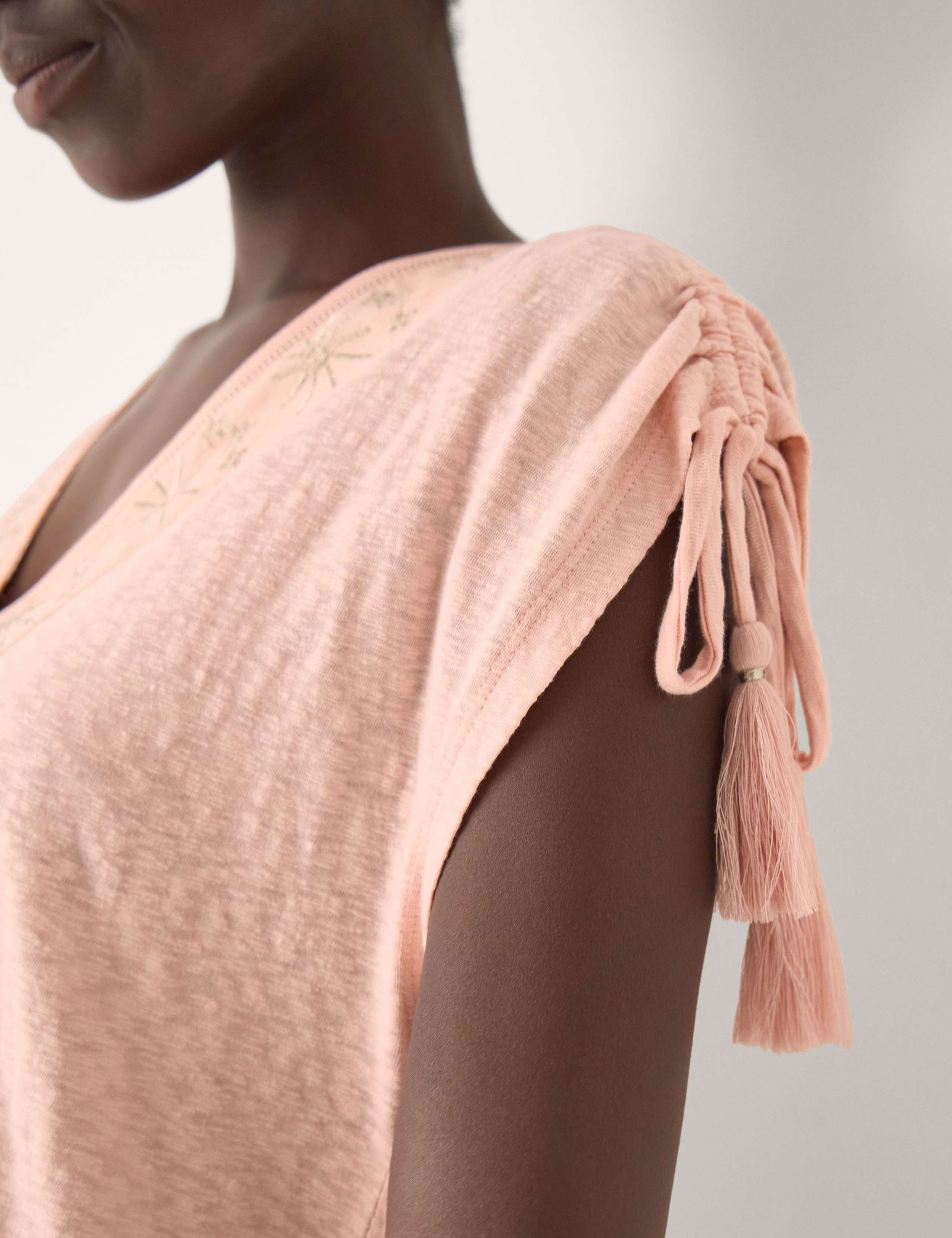 Pure Cotton Embroidered V-Neck Mini Kaftan 4 of 4