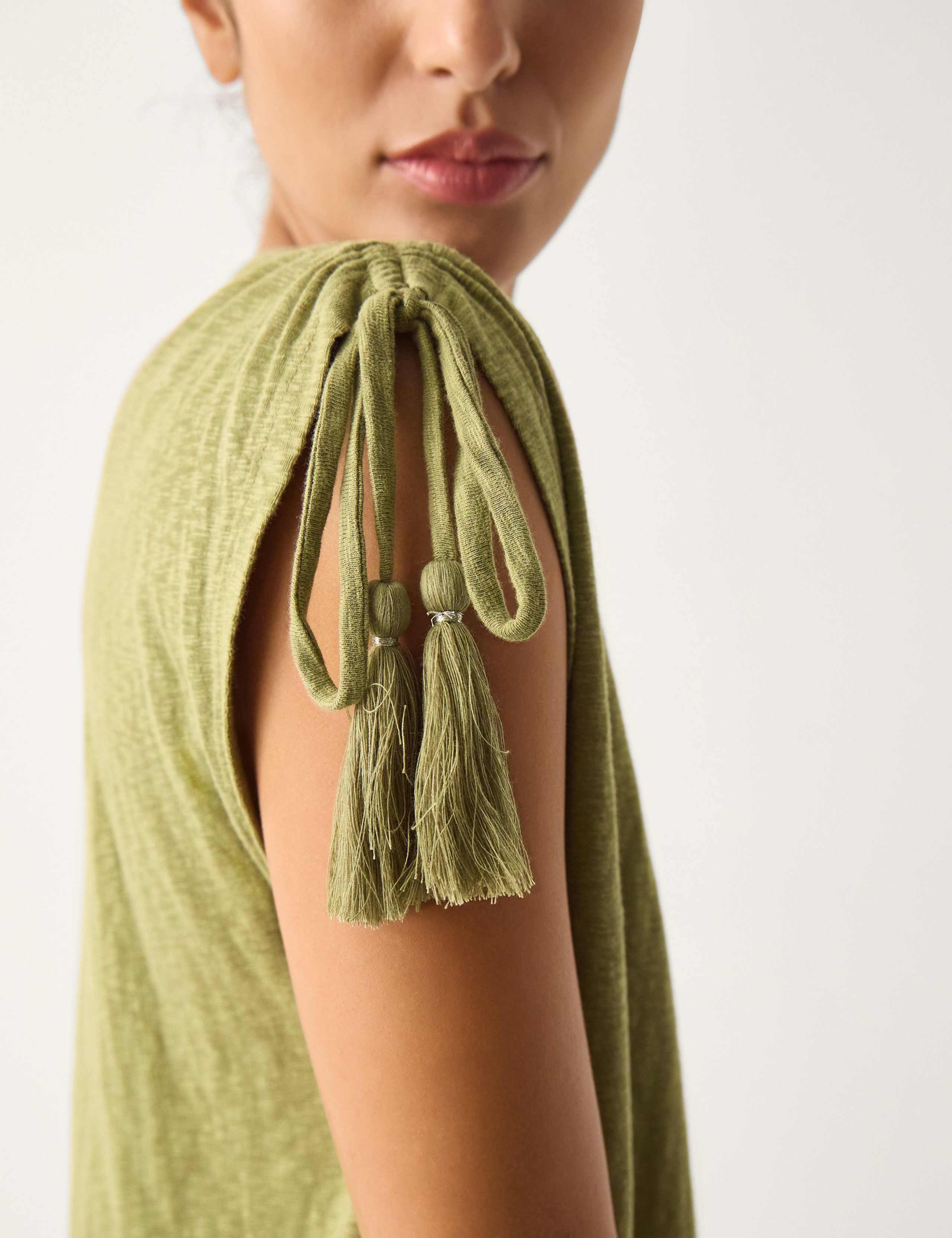 Pure Cotton Embroidered V-Neck Mini Kaftan 4 of 4