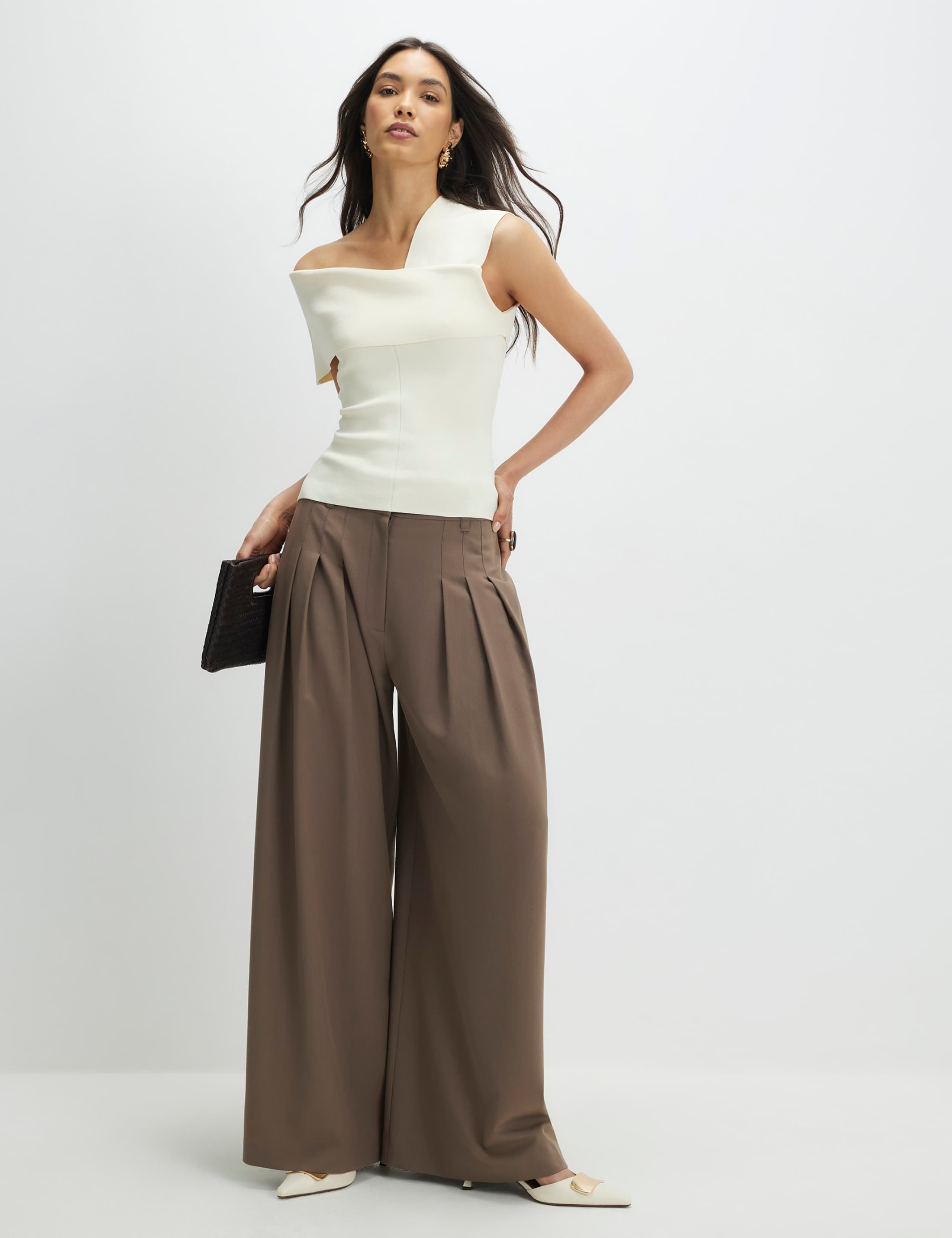 One Shoulder Fitted Knitted Bardot Top 2 of 4