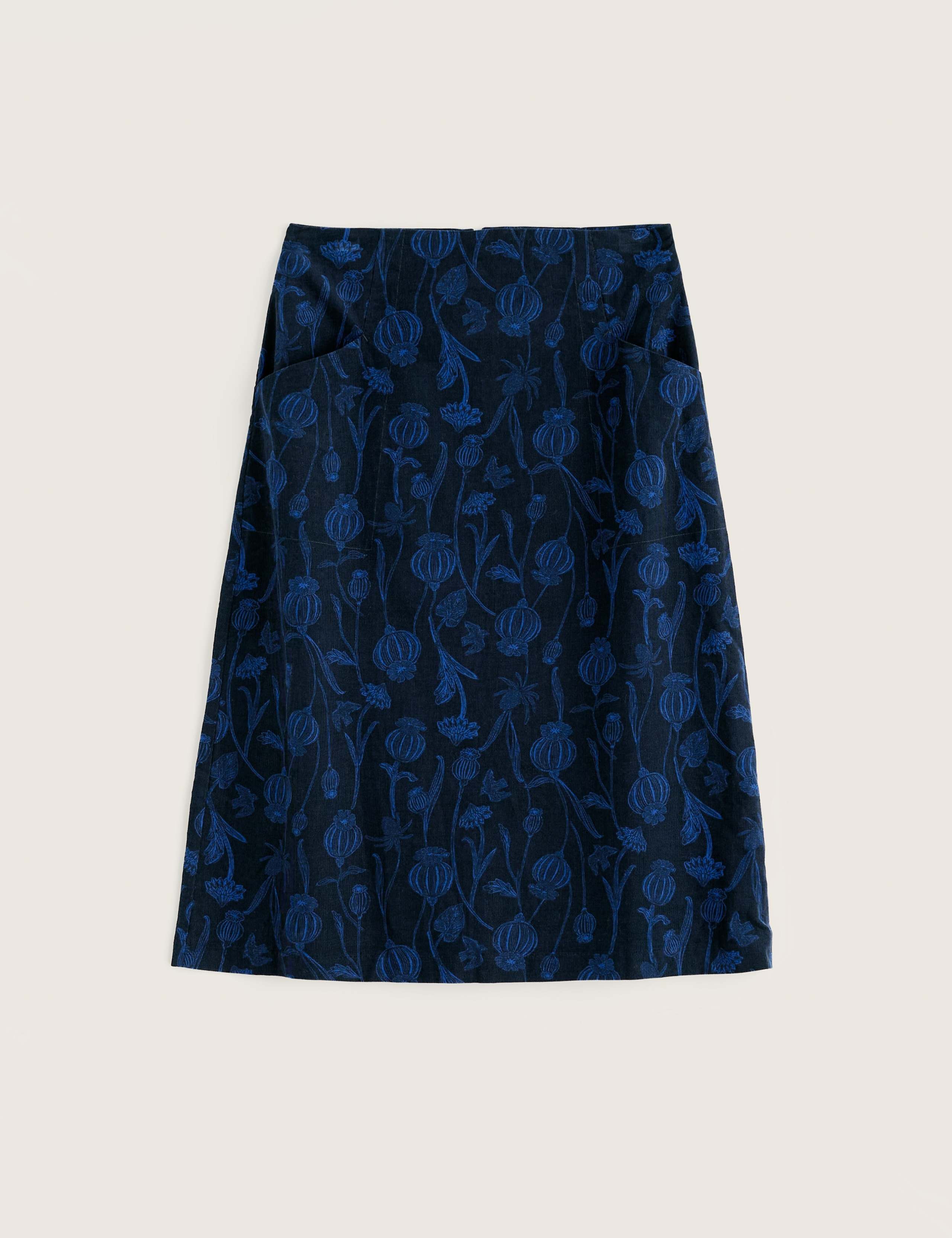 Corduroy Floral Knee Length A-Line Skirt 2 of 5