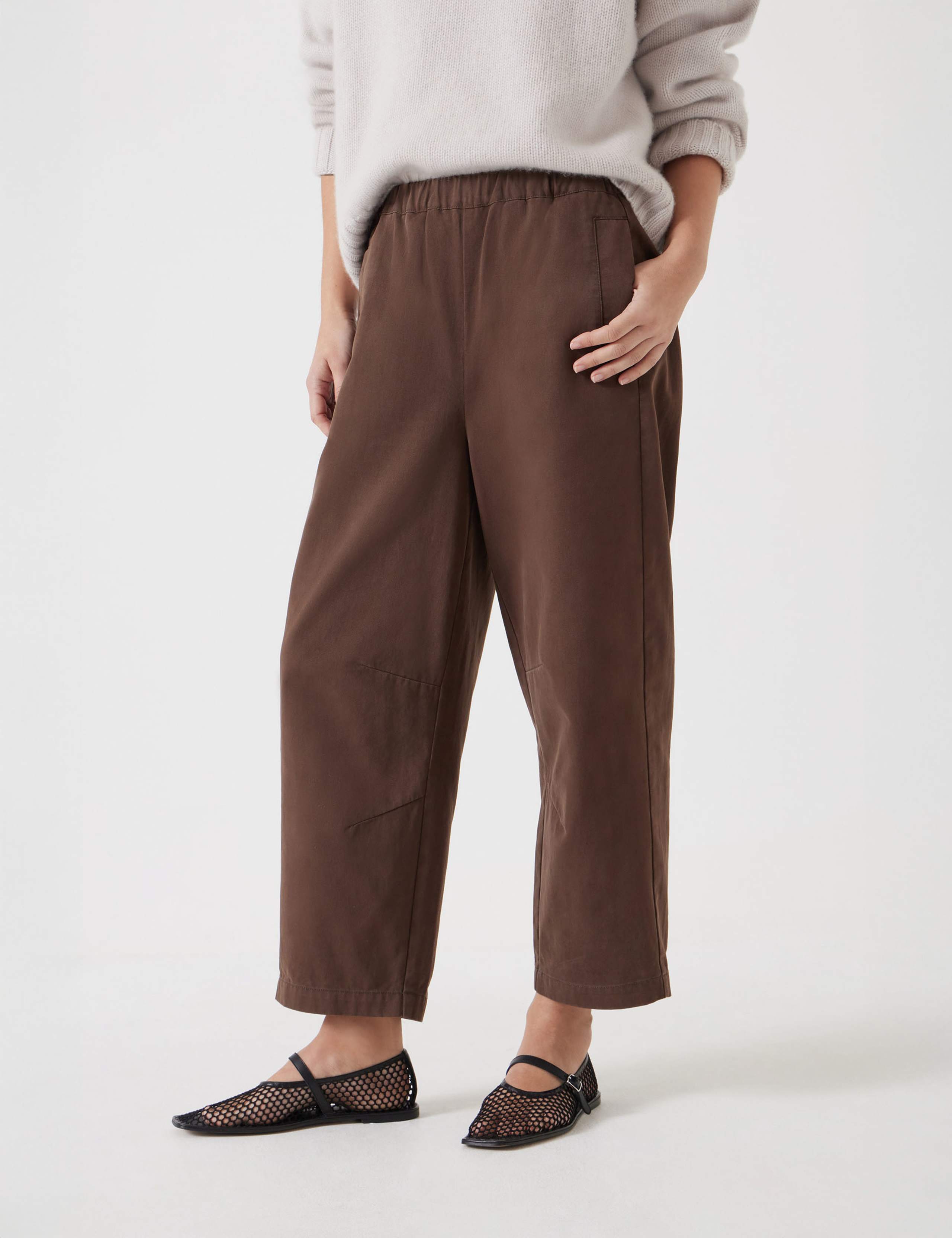 Pure Cotton Pull On Barrel Leg Trousers 3 of 5