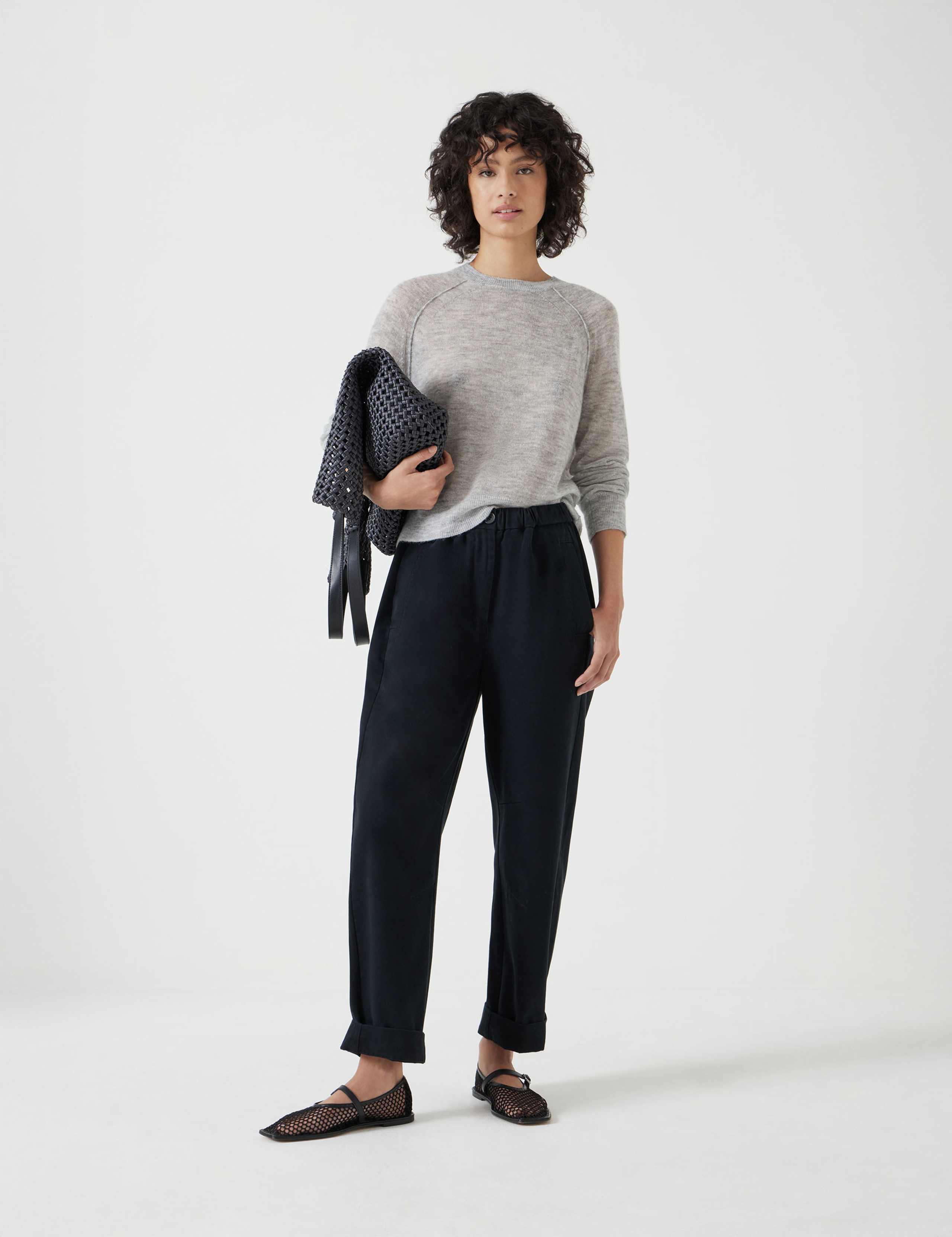 Pure Cotton Pull On Barrel Leg Trousers 1 of 5