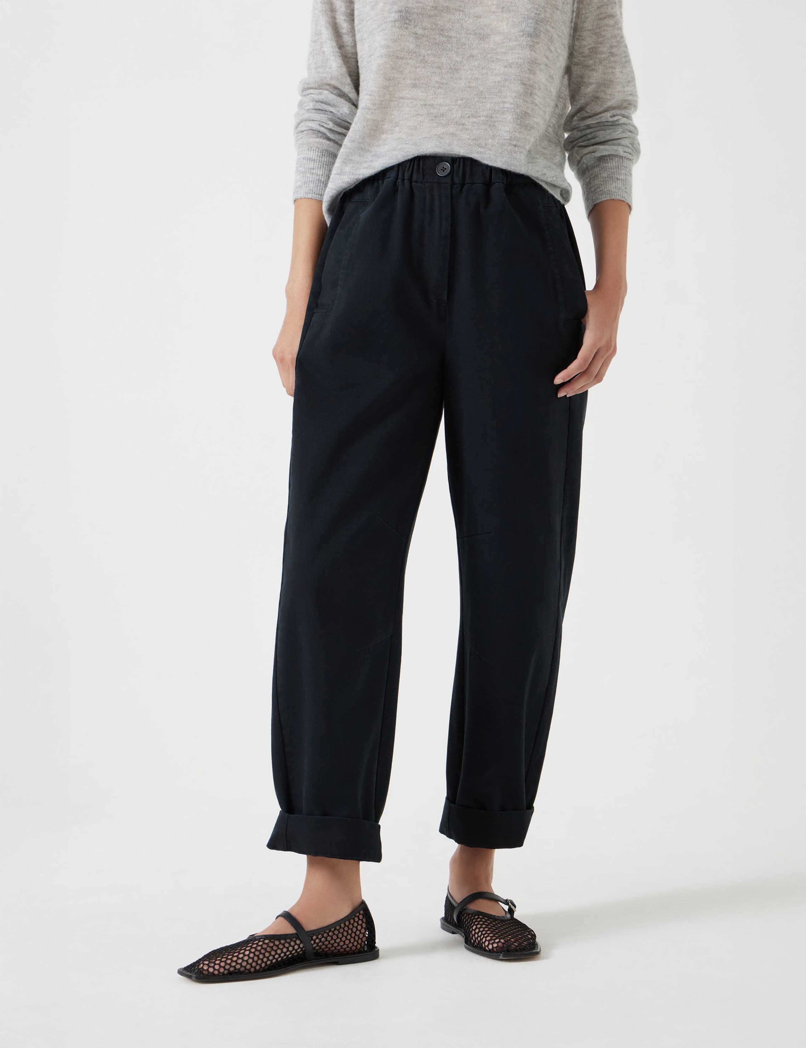 Pure Cotton Pull On Barrel Leg Trousers 5 of 5