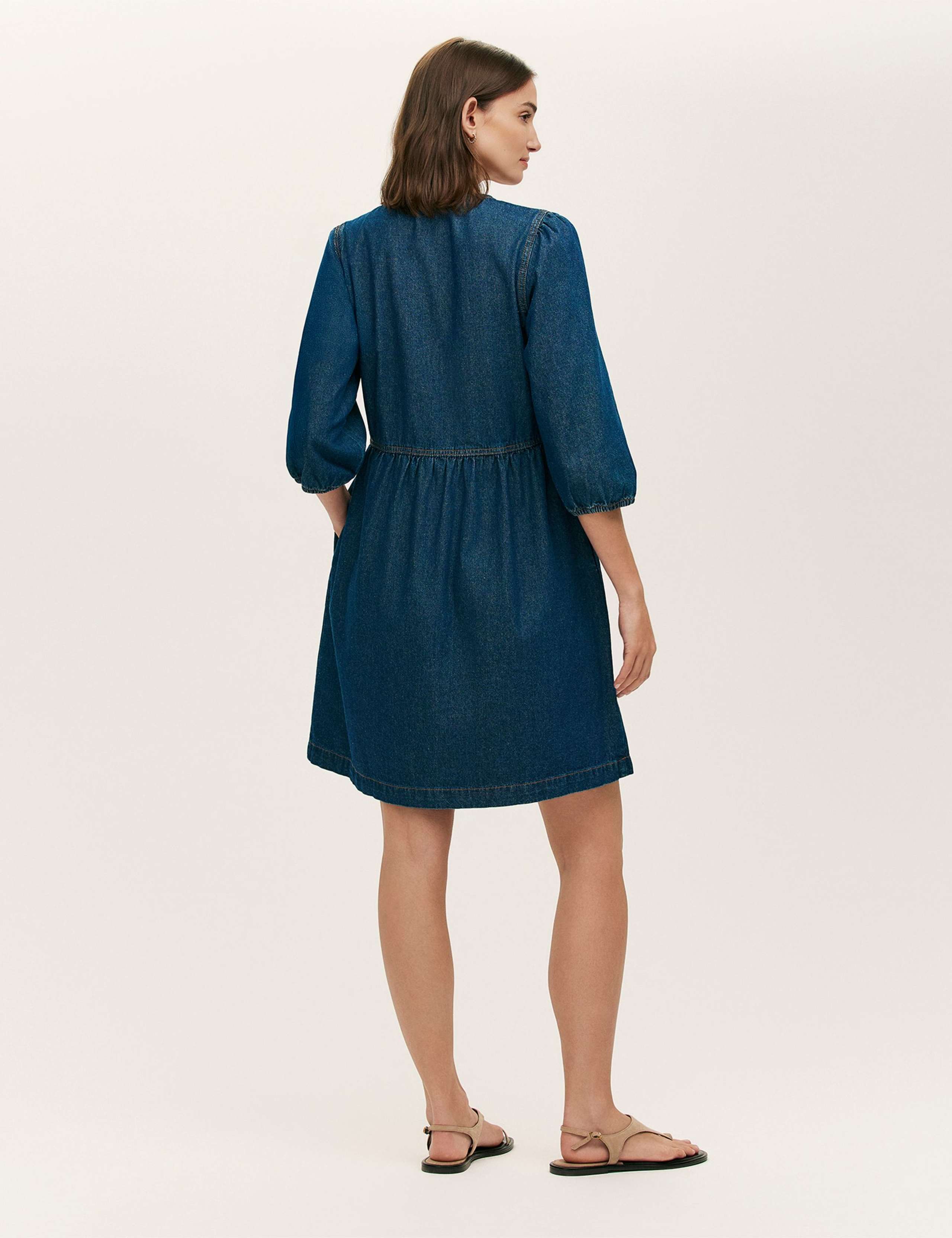 Pure Cotton Denim Midi Smock Dress 2 of 4