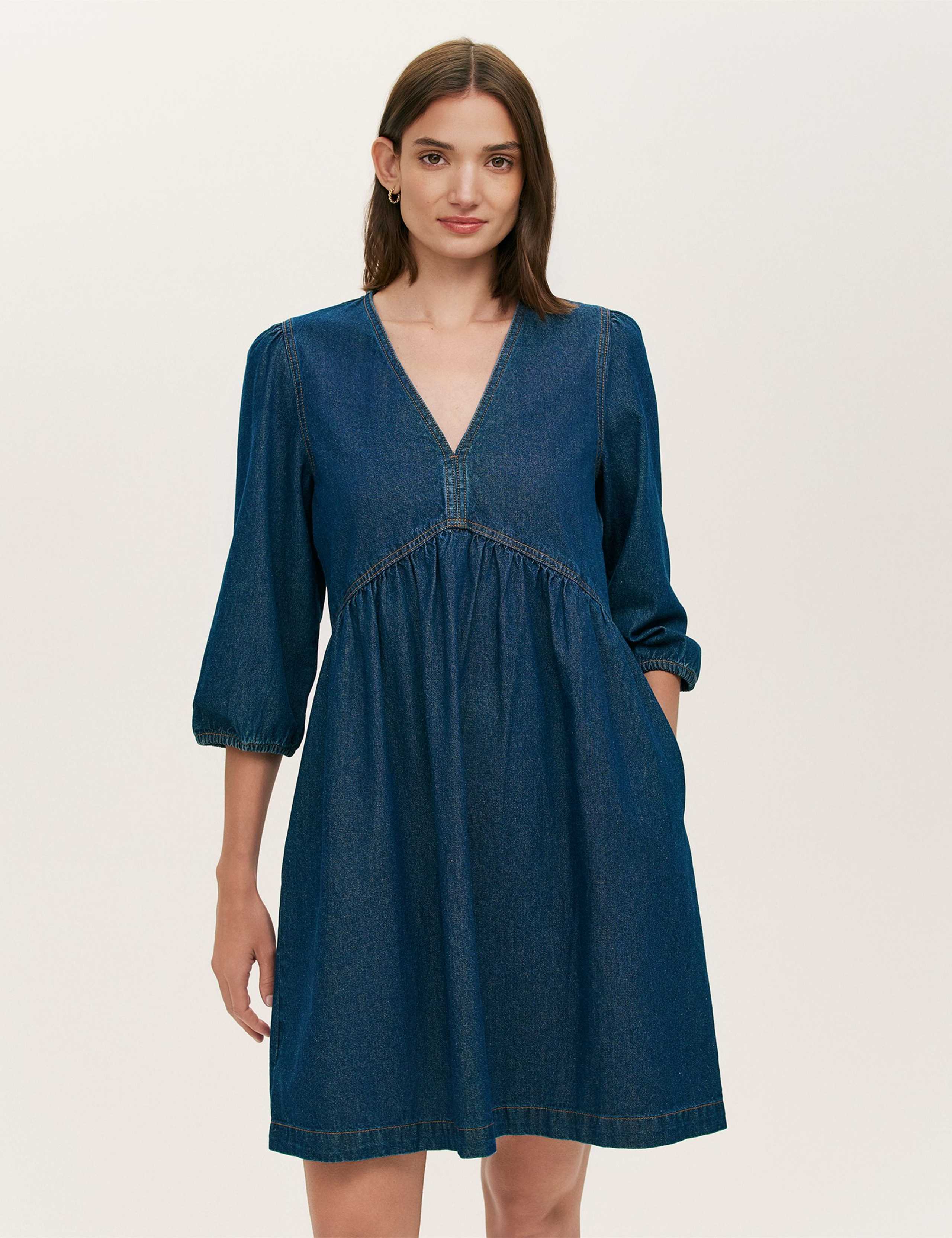 Pure Cotton Denim Midi Smock Dress 3 of 4
