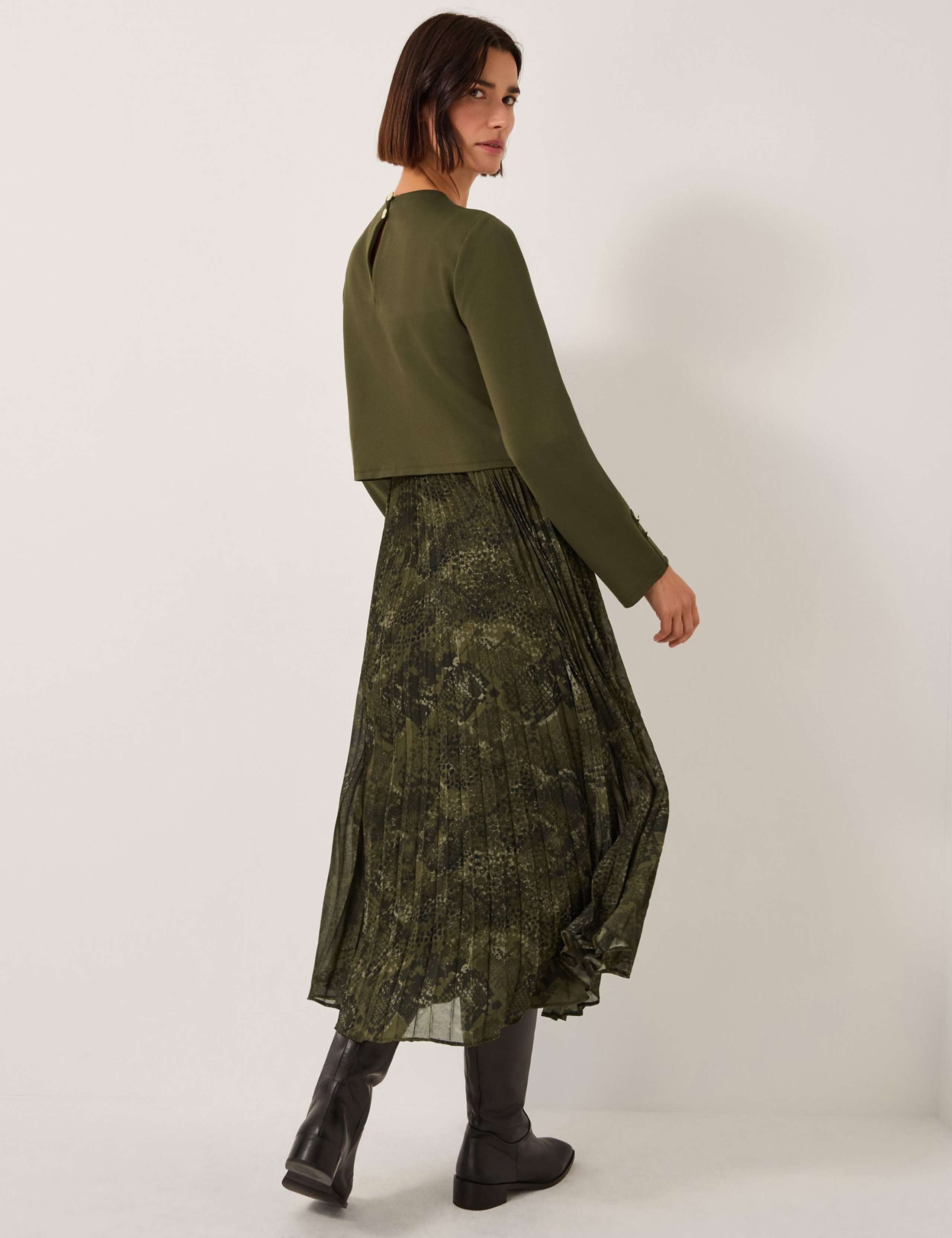 Snake Print 2-in-1 Pleated Midi Tiered Dress 3 of 5