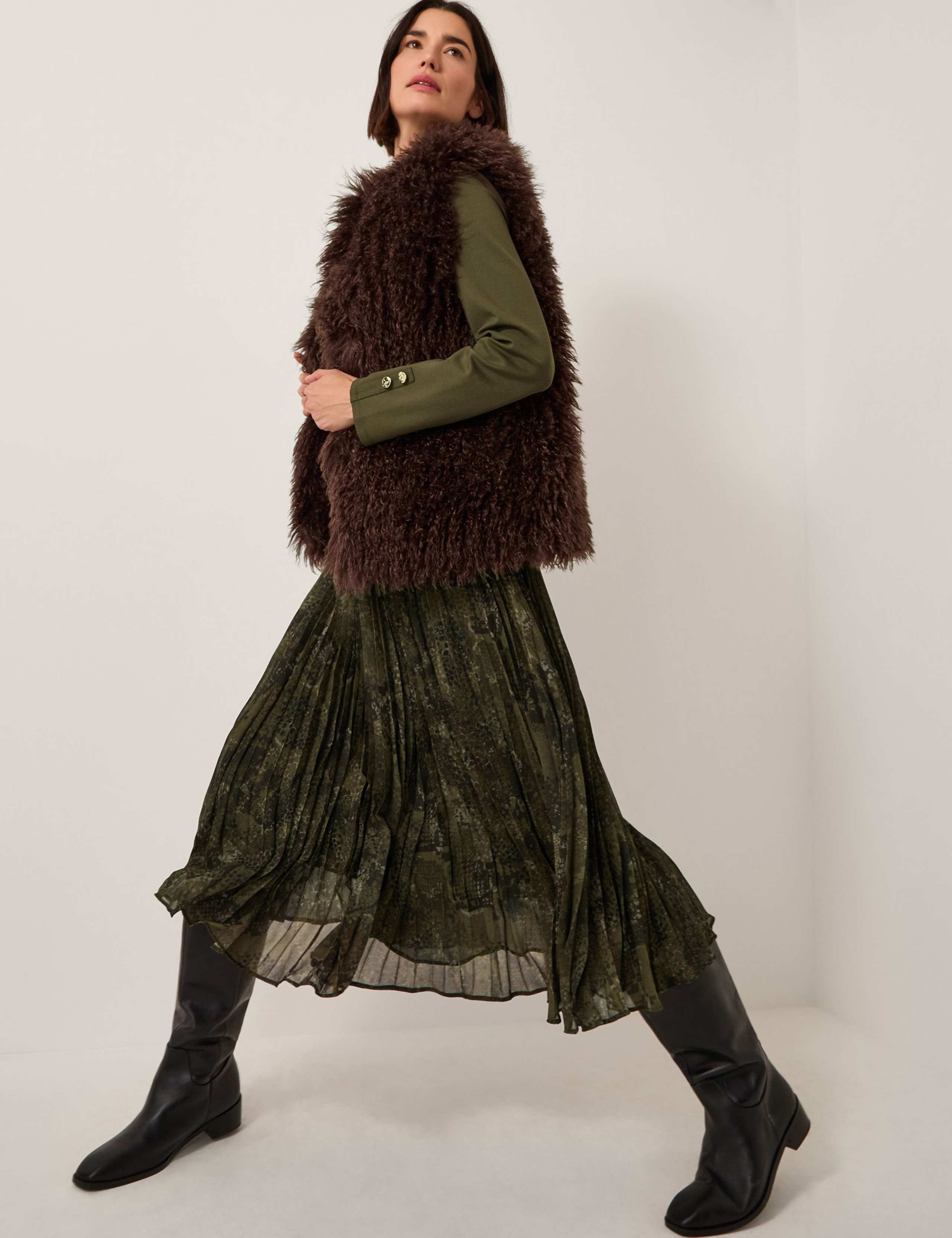 Snake Print 2-in-1 Pleated Midi Tiered Dress 4 of 5