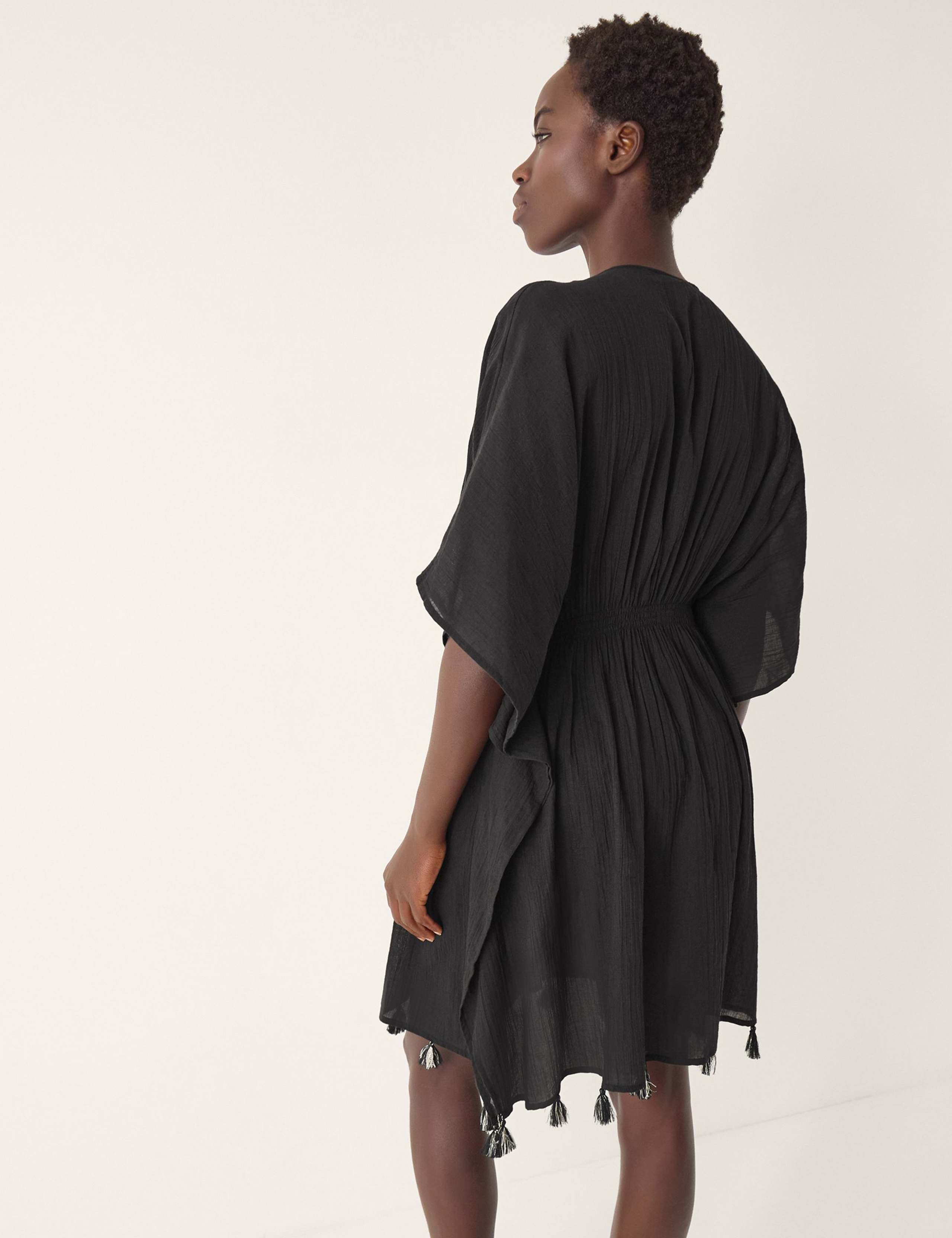 Pure Cotton Embellished V-Neck Mini Kaftan 2 of 3