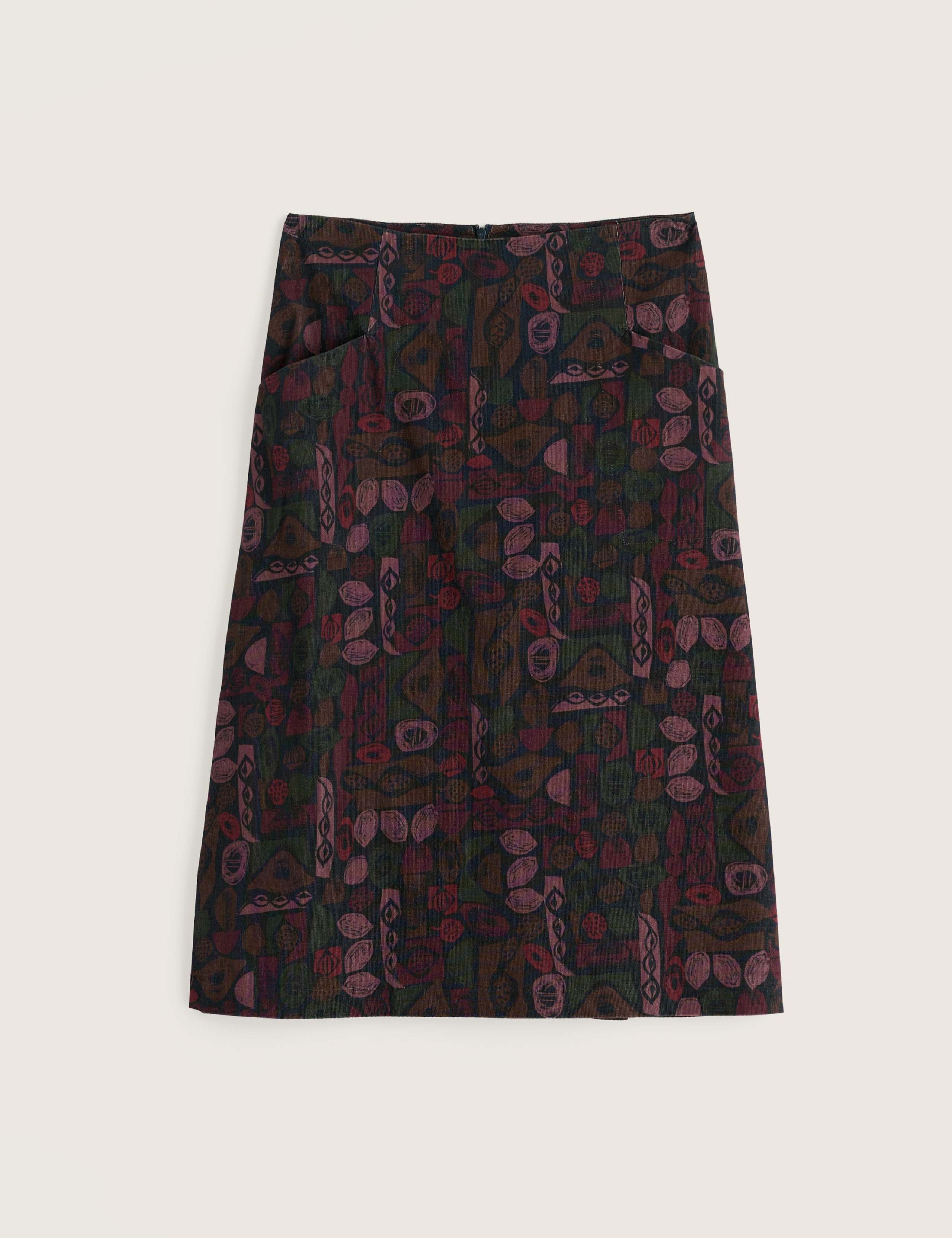 Corduroy Printed Knee Length A-Line Skirt 2 of 5