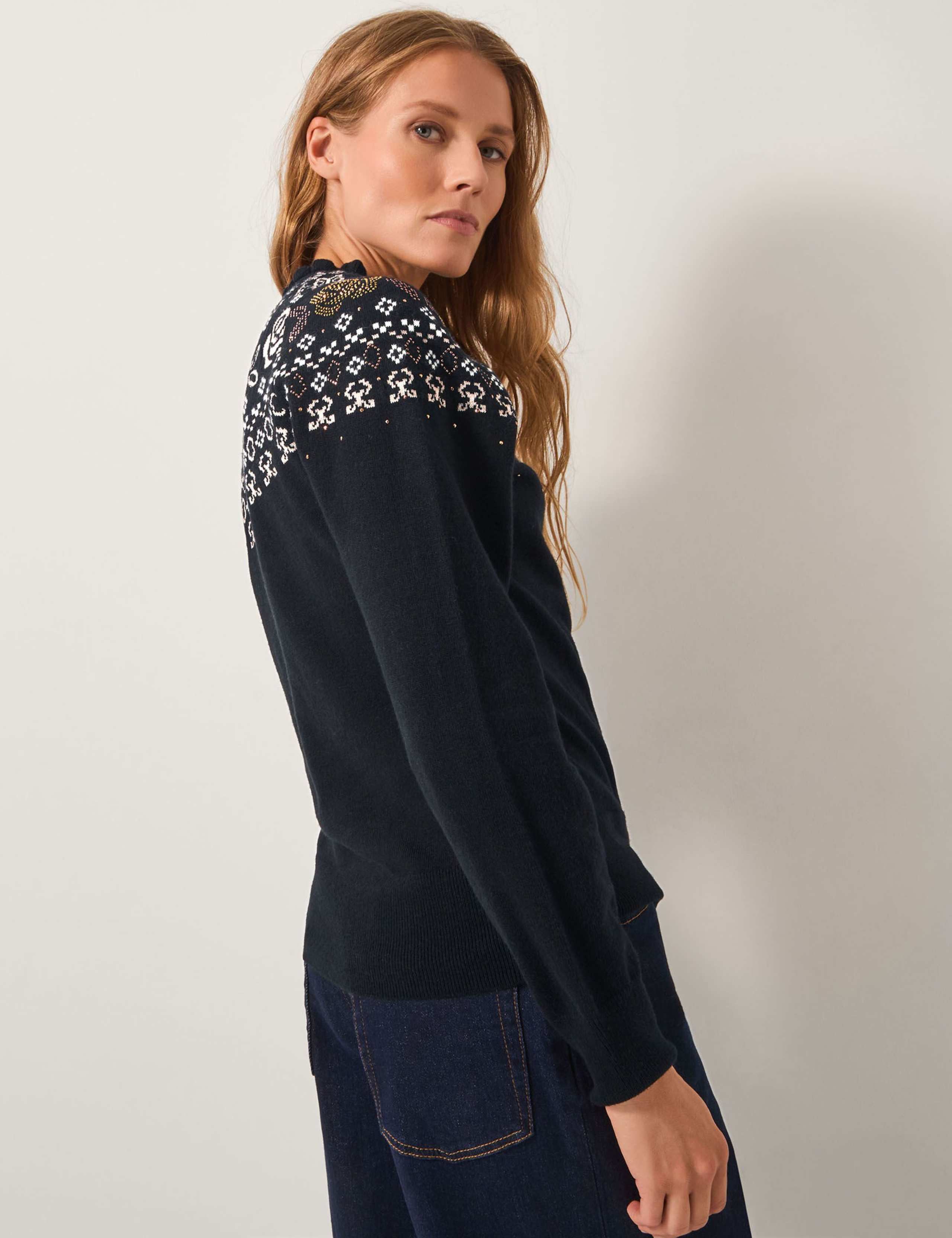 Cotton Blend Fair Isle Crew Neck Jumper 4 of 5
