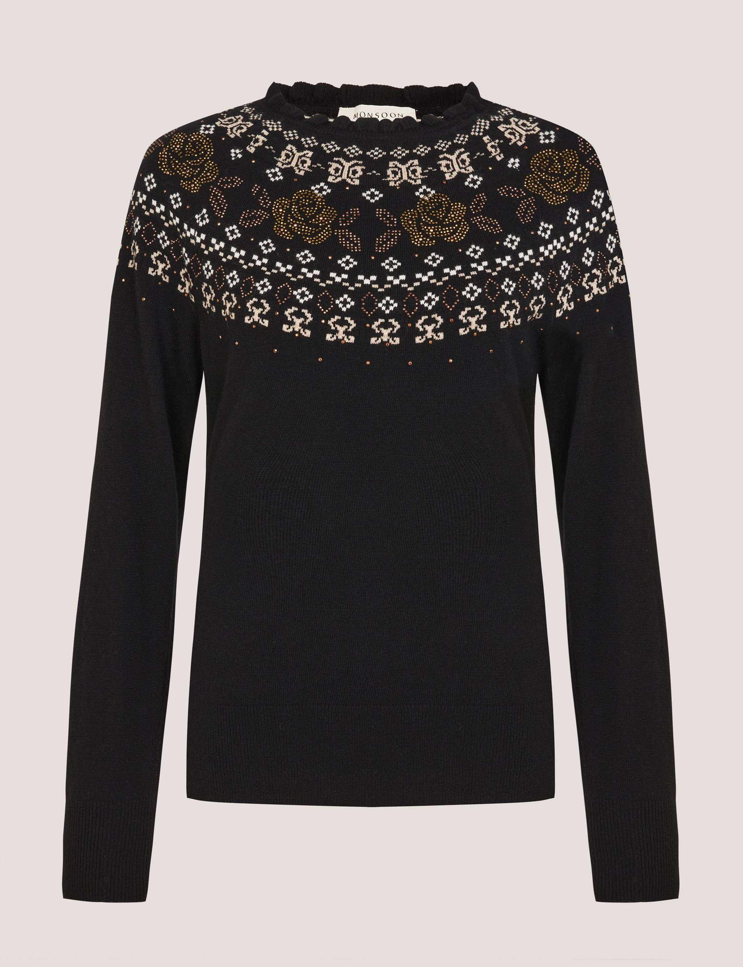 Cotton Blend Fair Isle Crew Neck Jumper 2 of 5