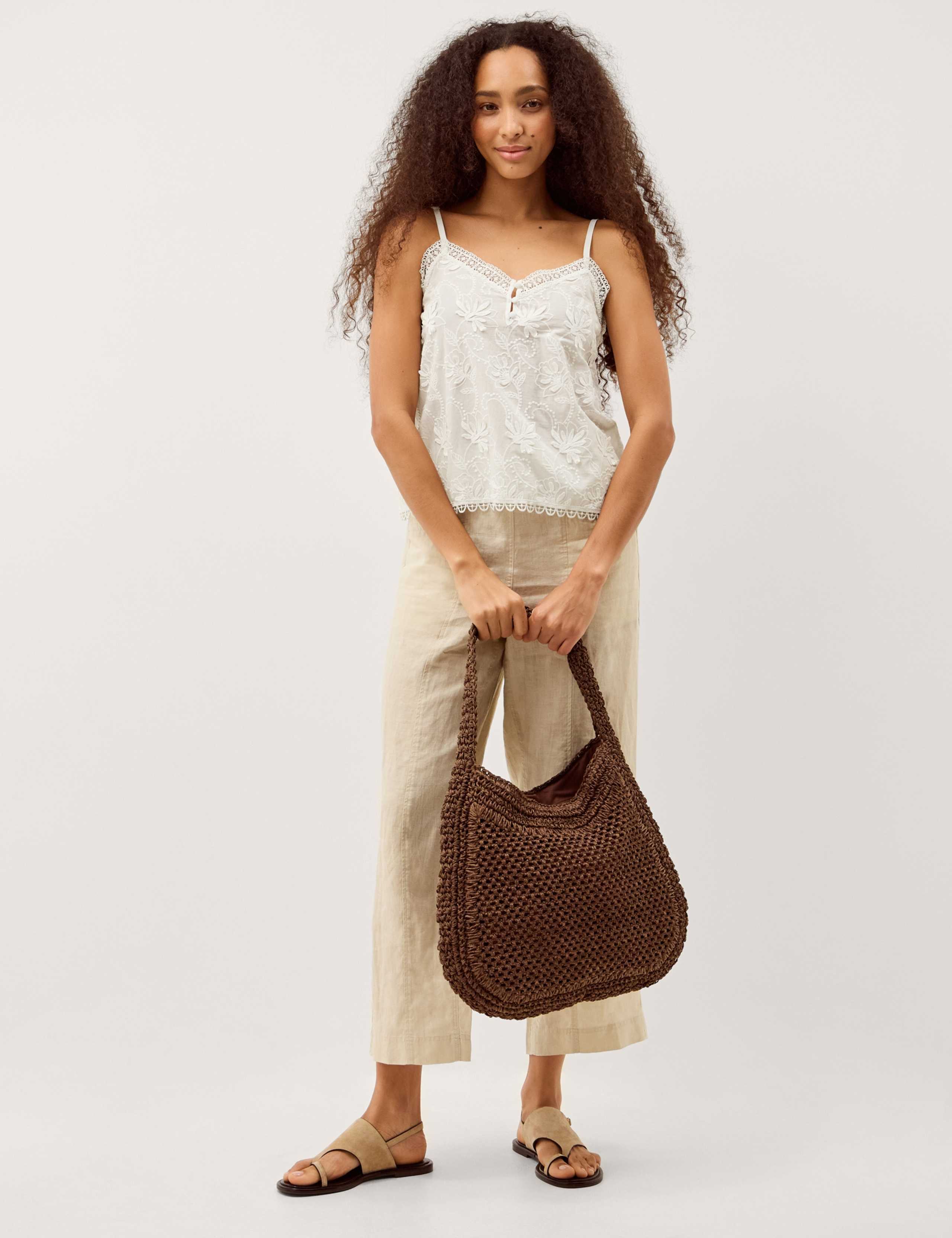 Pure Cotton Embroidered V-Neck Cami Top 3 of 5