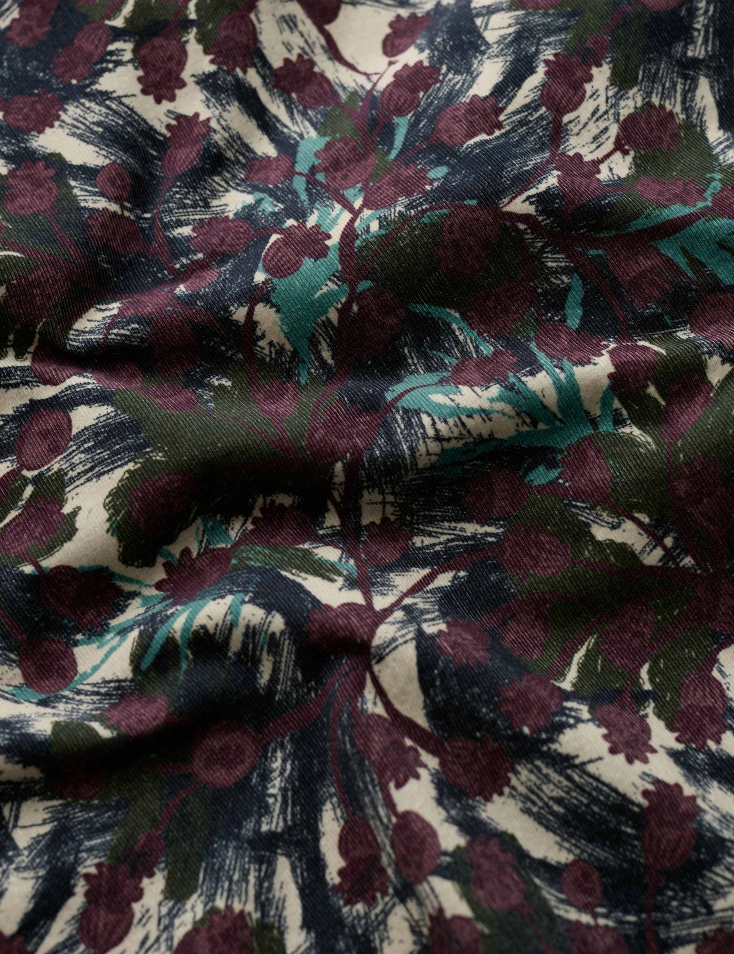 Pure Cotton Cord Floral Midi A-Line Skirt 3 of 5