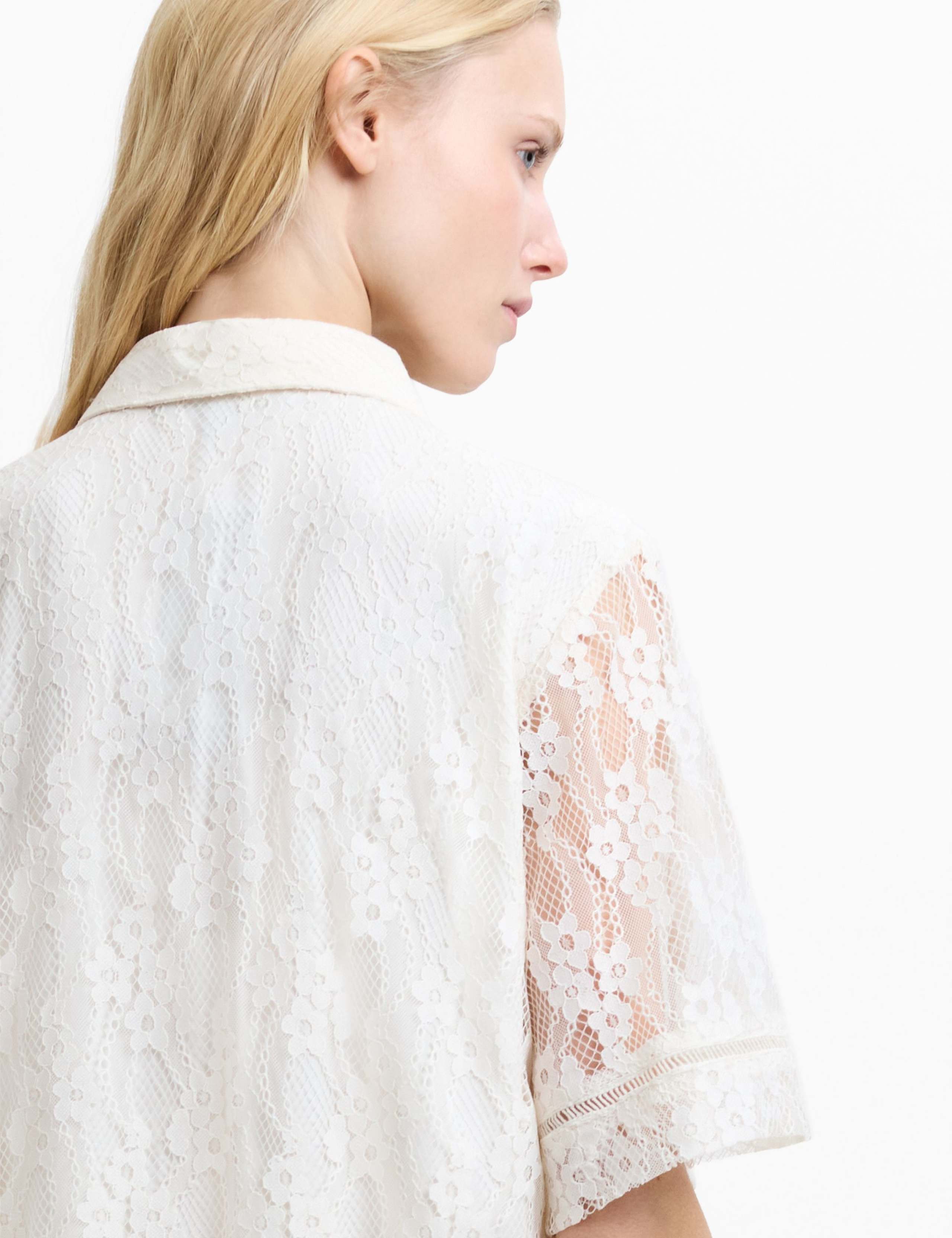 Floral Lace Collared Button Through Shirt 5 of 5